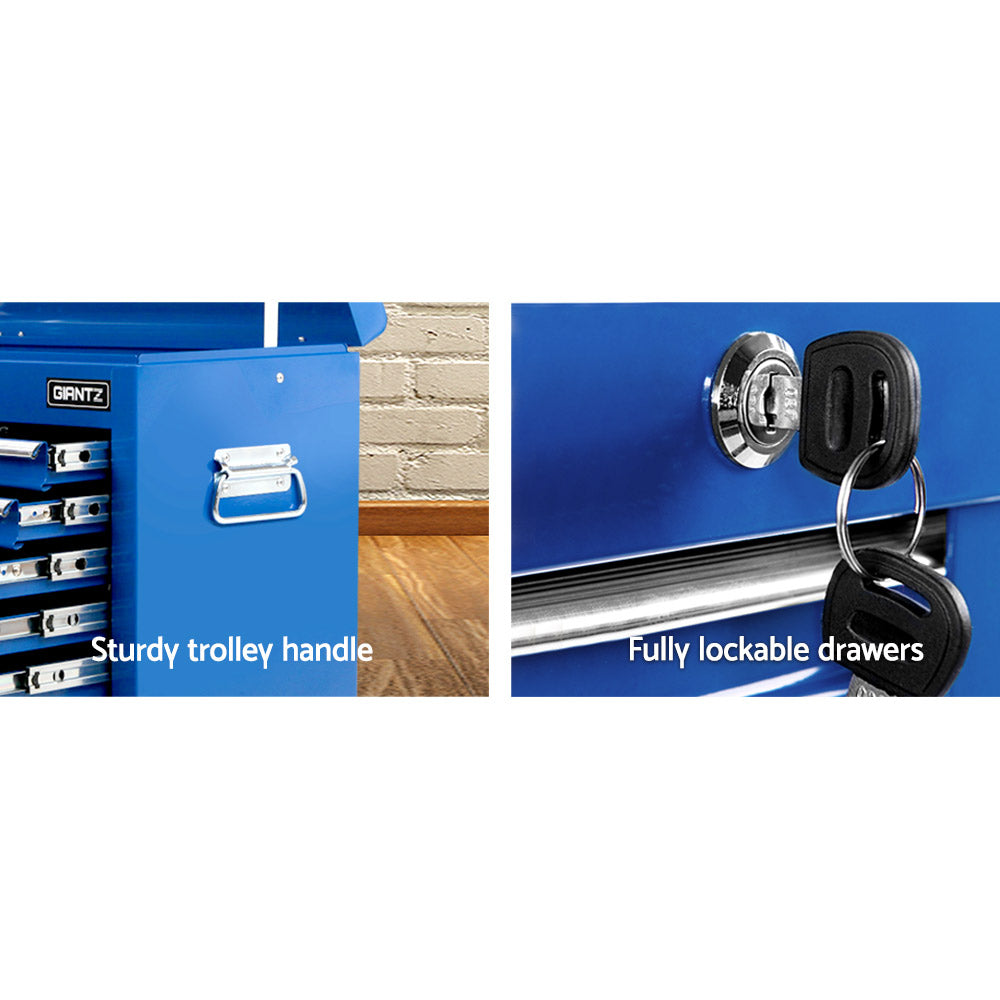 Giantz 9 Drawer Tool Box Cabinet Chest Toolbox Storage Garage Organiser Blue-Tools > Tools Storage > Tool Cabinets-PEROZ Accessories