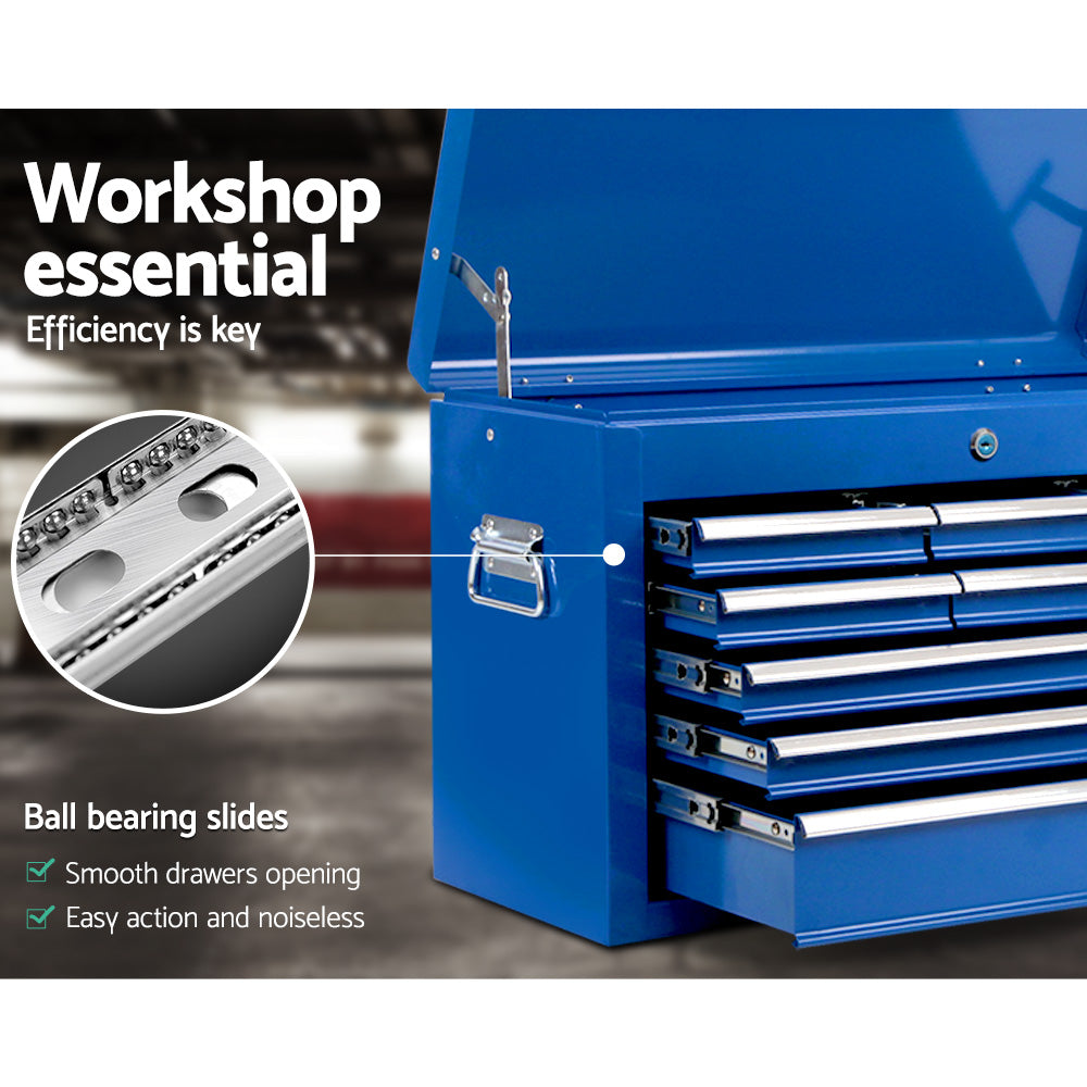 Giantz 9 Drawer Tool Box Cabinet Chest Toolbox Storage Garage Organiser Blue-Tools > Tools Storage > Tool Cabinets-PEROZ Accessories