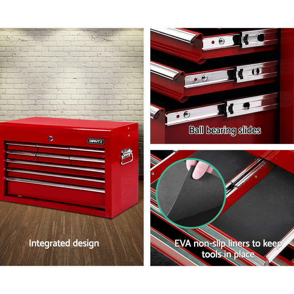 Giantz 9 Drawer Tool Box Cabinet Chest Toolbox Storage Garage Organiser Red-Tools > Tools Storage > Tool Cabinets-PEROZ Accessories