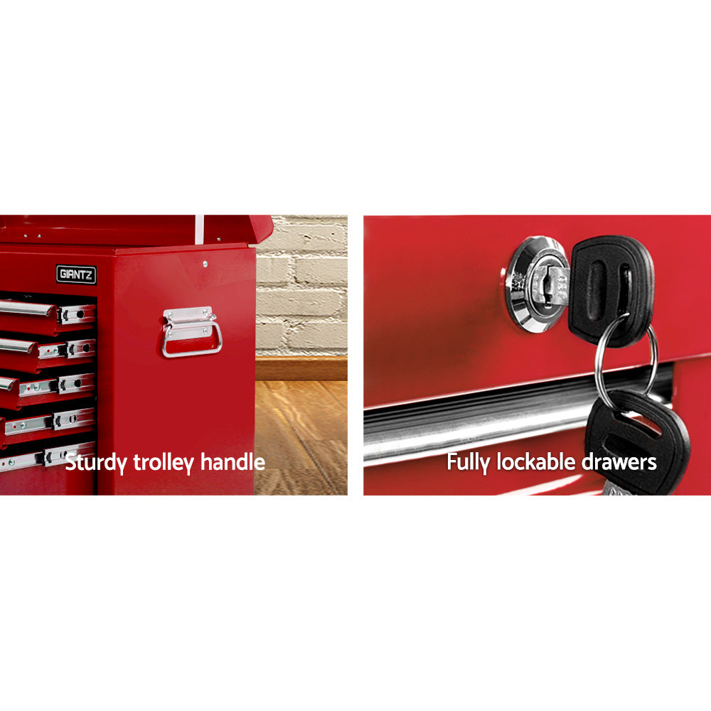 Giantz 9 Drawer Tool Box Cabinet Chest Toolbox Storage Garage Organiser Red-Tools > Tools Storage > Tool Cabinets-PEROZ Accessories