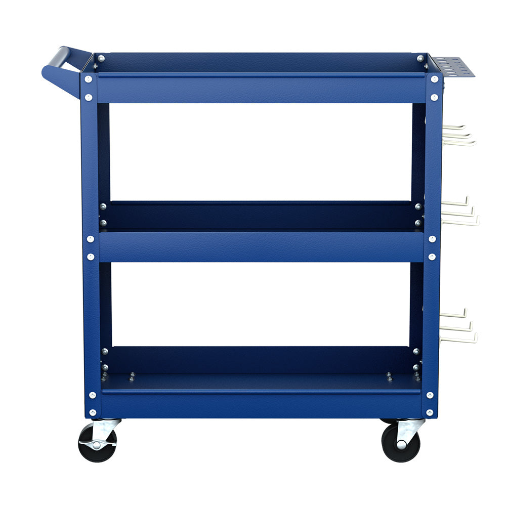 Giantz 3-Tier Tool Cart Storage Trolley Workshop Garage Pegboard Hooks Blue-Tools > Tools Storage > Utility Trolleys-PEROZ Accessories