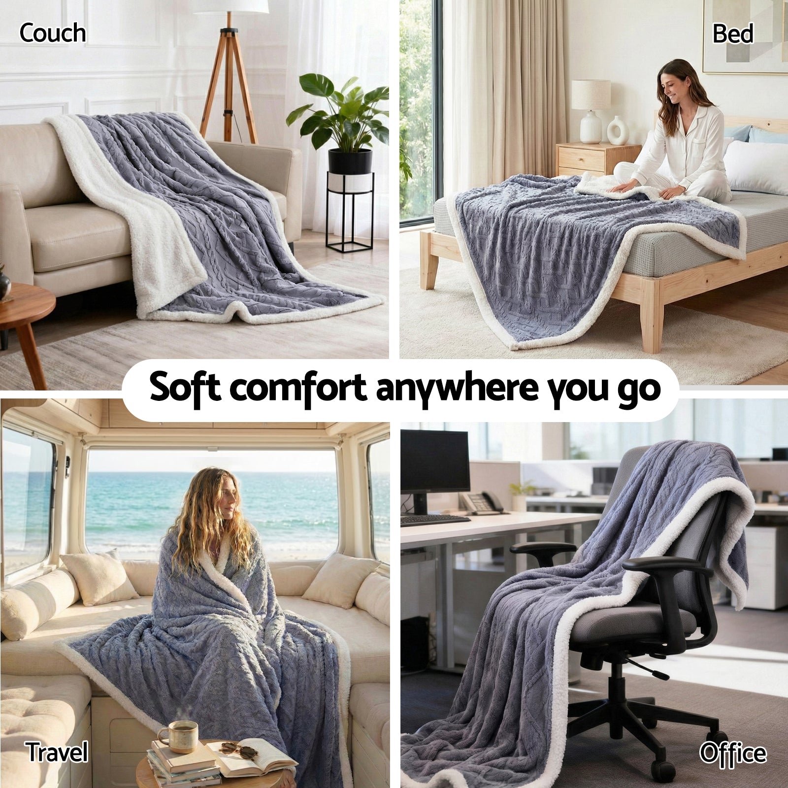 Giselle 203x230cm Throw Blanket Double-Sided Fleece Lightweight For Sofa Couch Bed-Home & Garden > Bedding > Blankets & Throws-PEROZ Accessories