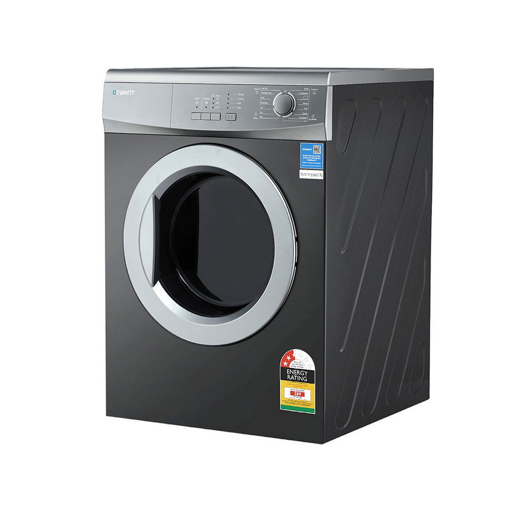Devanti 7kg Tumble Dryer Vented 15 Auto Programs - Grey-Appliances > Washers, Dryers & Irons > Dryers-PEROZ Accessories