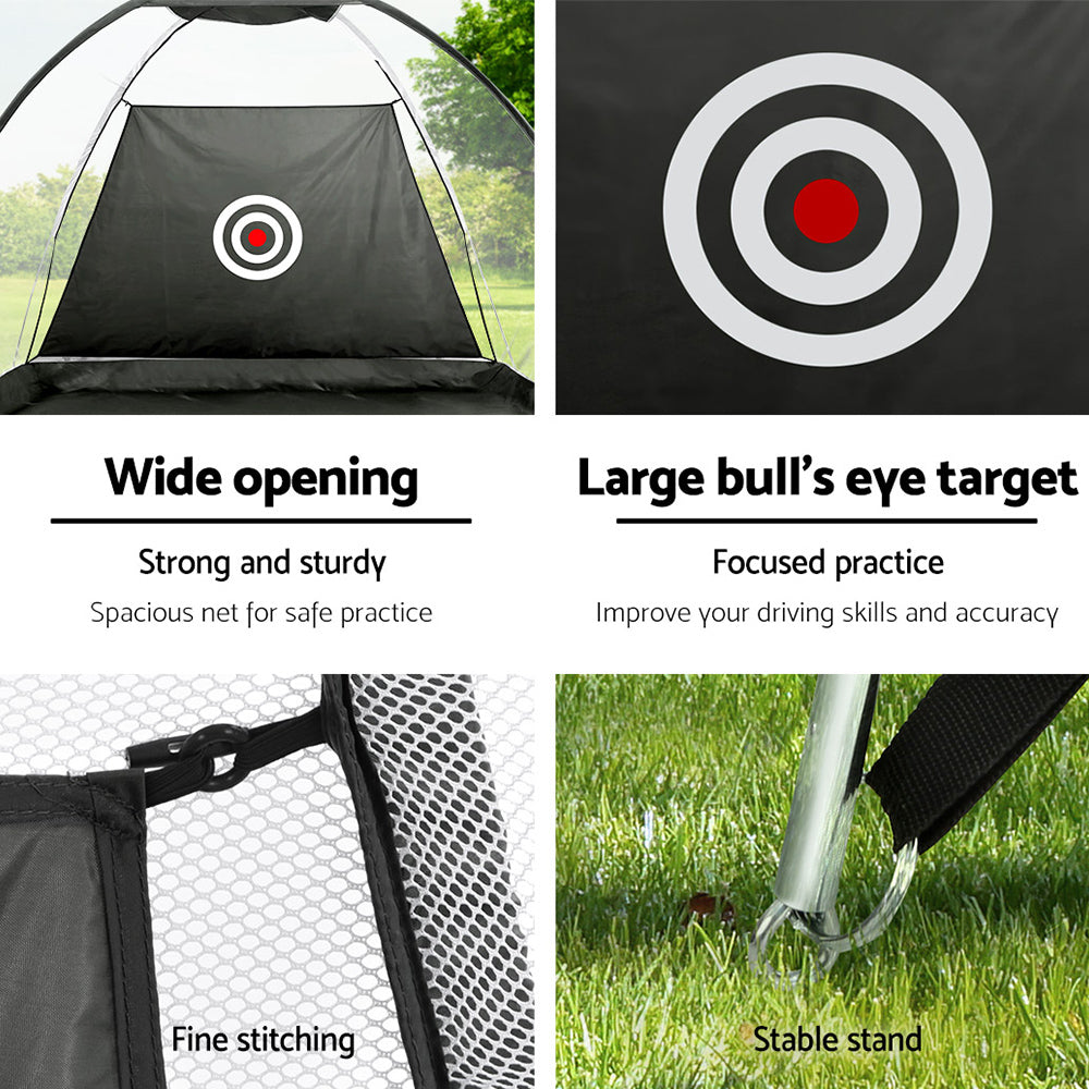 Everfit 3M Golf Practice Net And Training Mat Set Driving Target Black-Sports & Fitness > Golf > Golf Training Aids-PEROZ Accessories