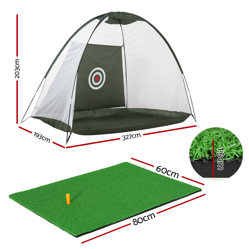 Everfit 3M Golf Practice Net And Training Mat Set Driving Target Green-Sports & Fitness > Golf > Golf Training Aids-PEROZ Accessories
