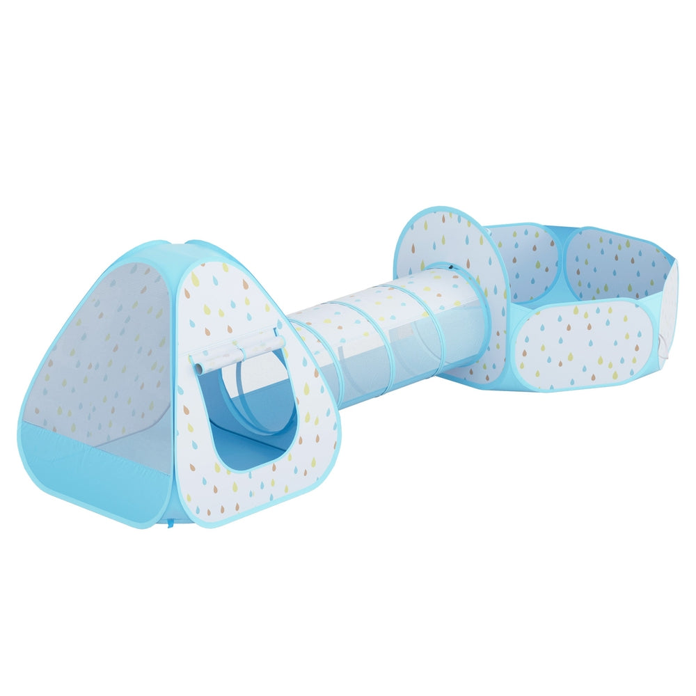 Keezi Kids Play Tent Pop Up Playhouse Ball Pit Tunnel Basketball Hoop Blue-Baby & Kids > Baby & Kid&