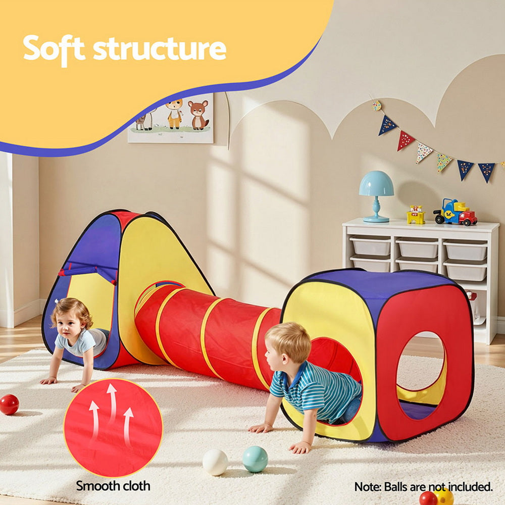 Keezi Kids Playhouse Play Tent Pop Up Teepee Castle Crawl Tunnel Outdoor Indoor Toys Children Gift-Baby & Kids > Baby & Kid&