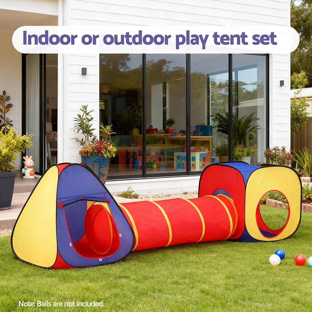 Keezi Kids Playhouse Play Tent Pop Up Teepee Castle Crawl Tunnel Outdoor Indoor Toys Children Gift-Baby & Kids > Baby & Kid&