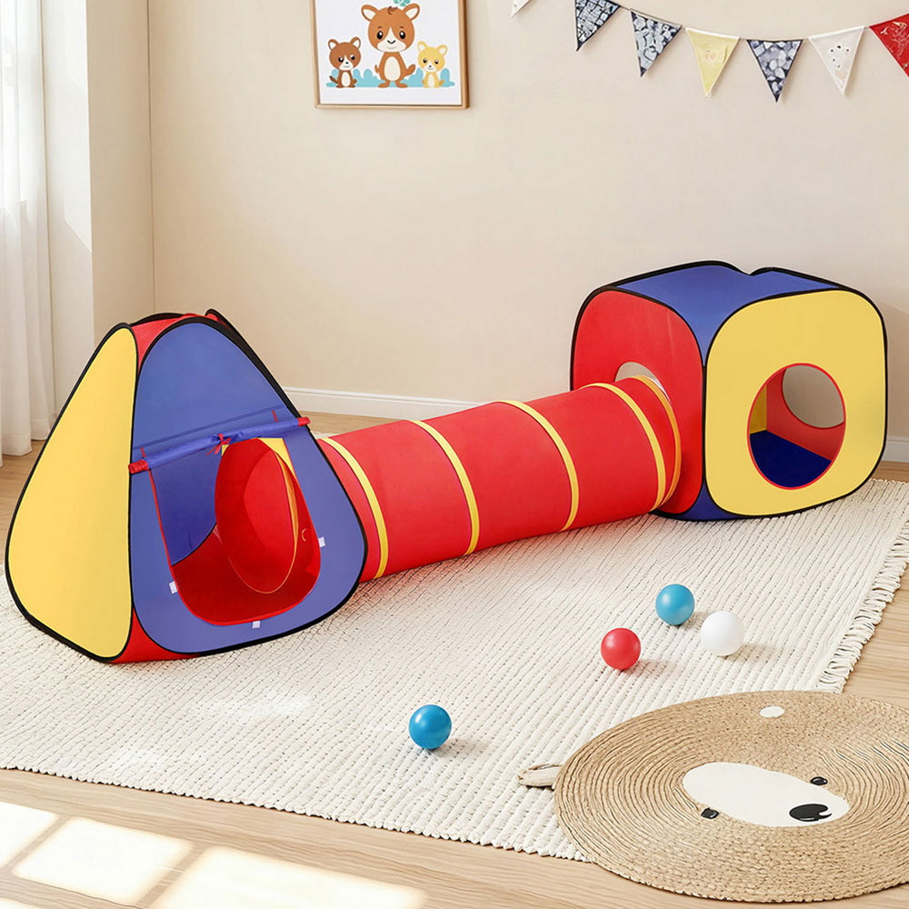 Keezi Kids Playhouse Play Tent Pop Up Teepee Castle Crawl Tunnel Outdoor Indoor Toys Children Gift-Baby & Kids > Baby & Kid&