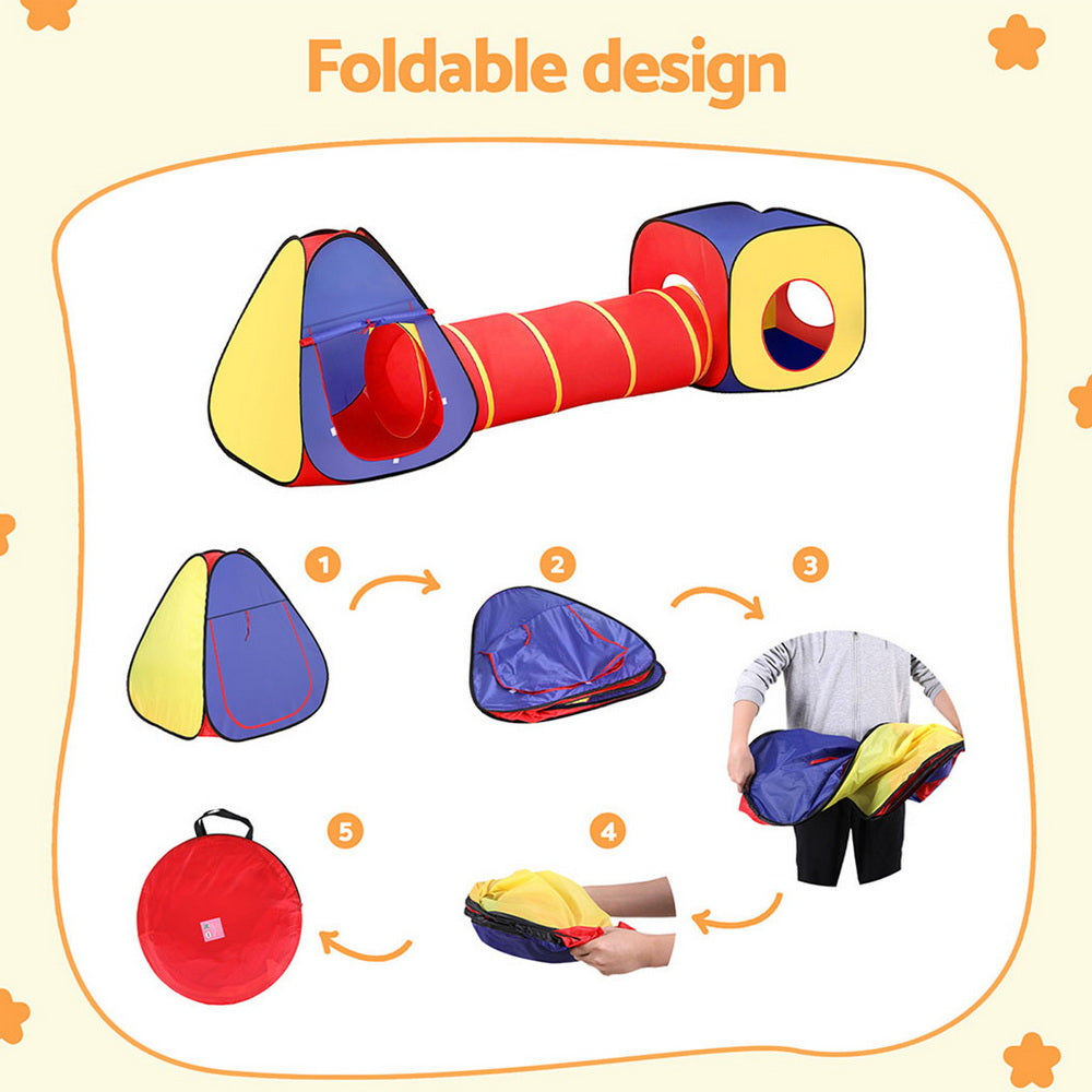 Keezi Kids Playhouse Play Tent Pop Up Teepee Castle Crawl Tunnel Outdoor Indoor Toys Children Gift-Baby & Kids > Baby & Kid&