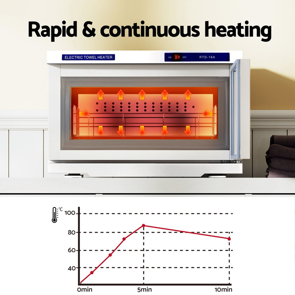 Devanti 16L Towel Warmer UV Sterilizer Heater Cabinet Beauty SPA Salon White-Tools > Tools Storage-PEROZ Accessories