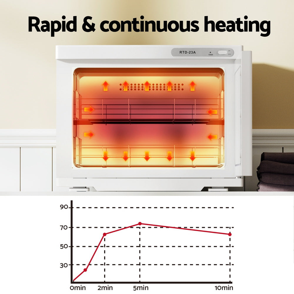 Devanti 23L Towel Warmer UV Sterilizer Heater Cabinet Beauty SPA Salon White-Tools > Tools Storage-PEROZ Accessories