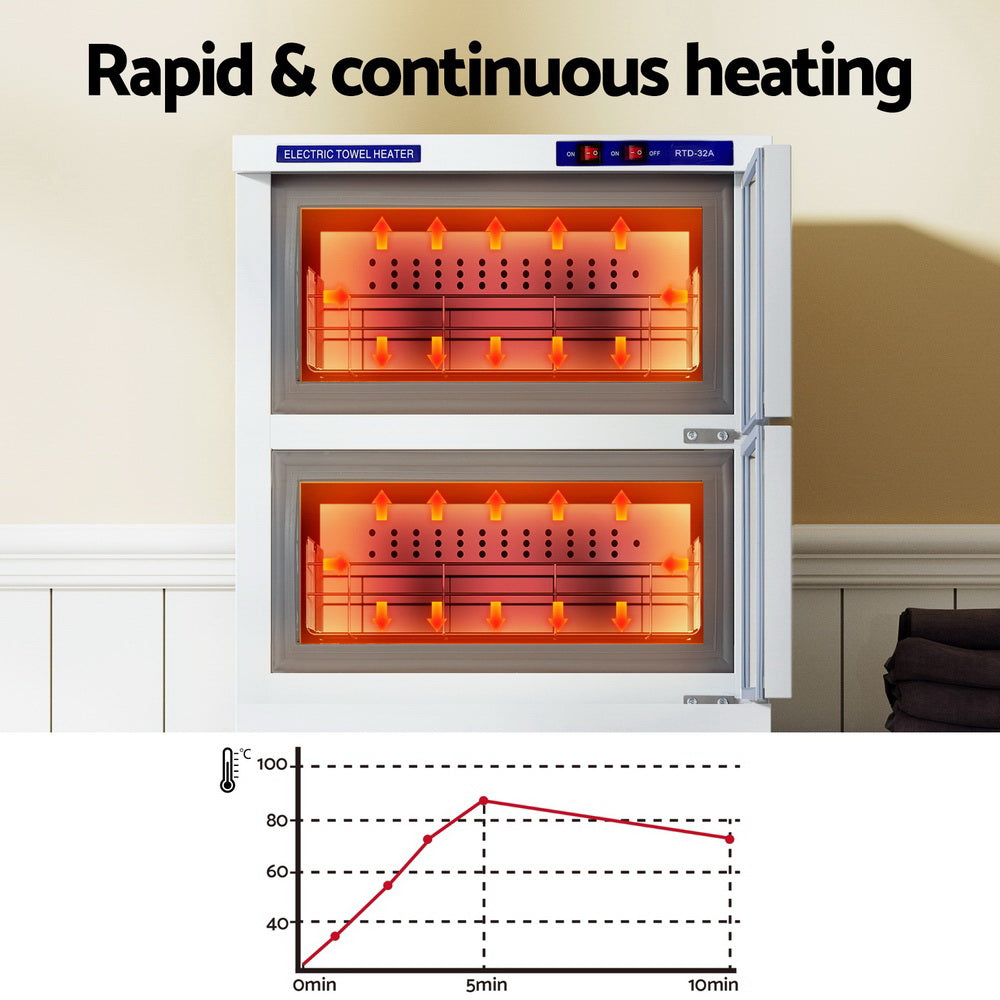 Devanti 32L Towel Warmer UV Sterilizer Heater Cabinet Beauty SPA Salon White-Tools > Tools Storage-PEROZ Accessories