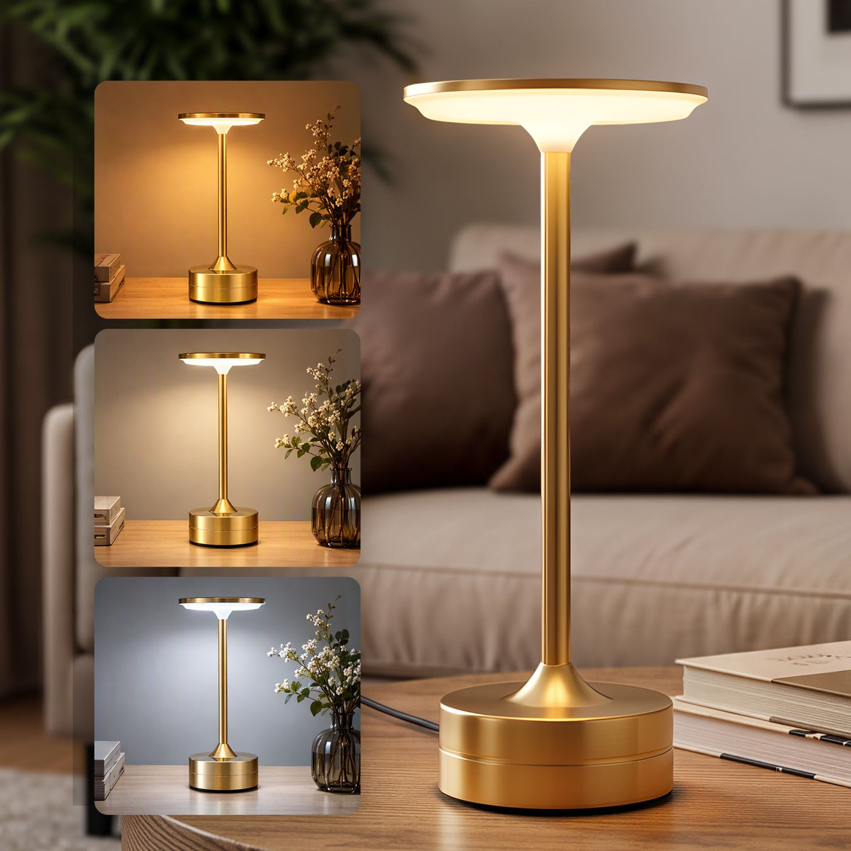 Artiss Gold Touch Table Lamp, Warm to Cool White LED, Dimmable 3000-6000K 24 LEDs, Type-C-Home & Garden > Lighting > Table Lamps-PEROZ Accessories