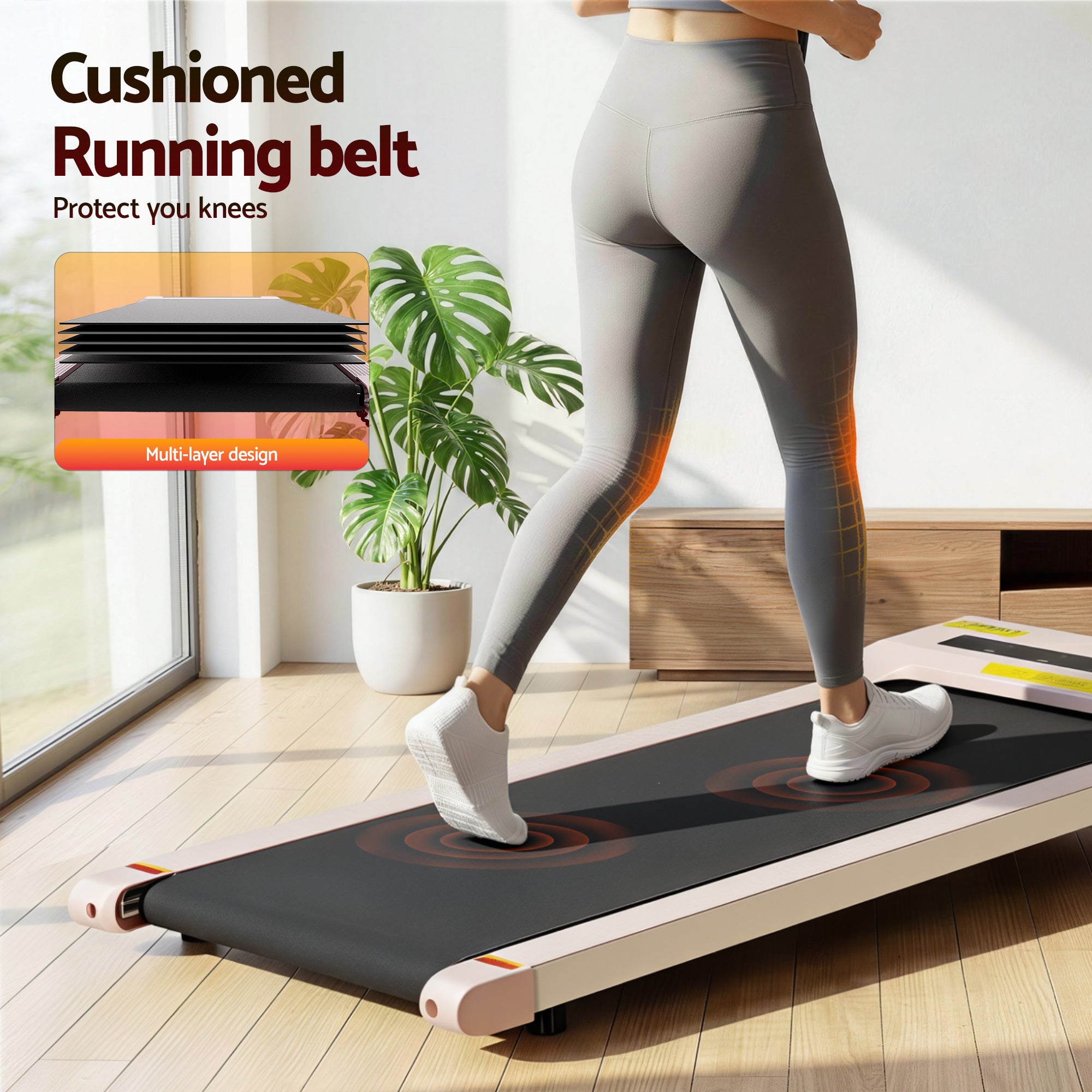 Everfit Treadmill Electric Walking Pad Under Desk Home Gym Fitness 360mm Pink-Walking Pad-PEROZ Accessories