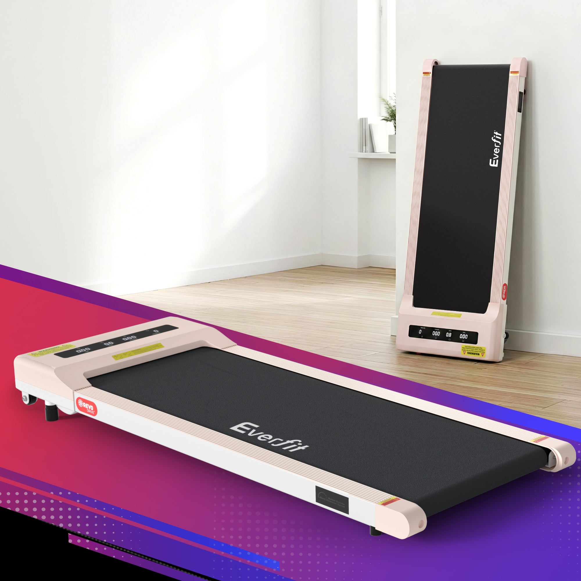 Everfit Treadmill Electric Walking Pad Under Desk Home Gym Fitness 360mm Pink-Walking Pad-PEROZ Accessories