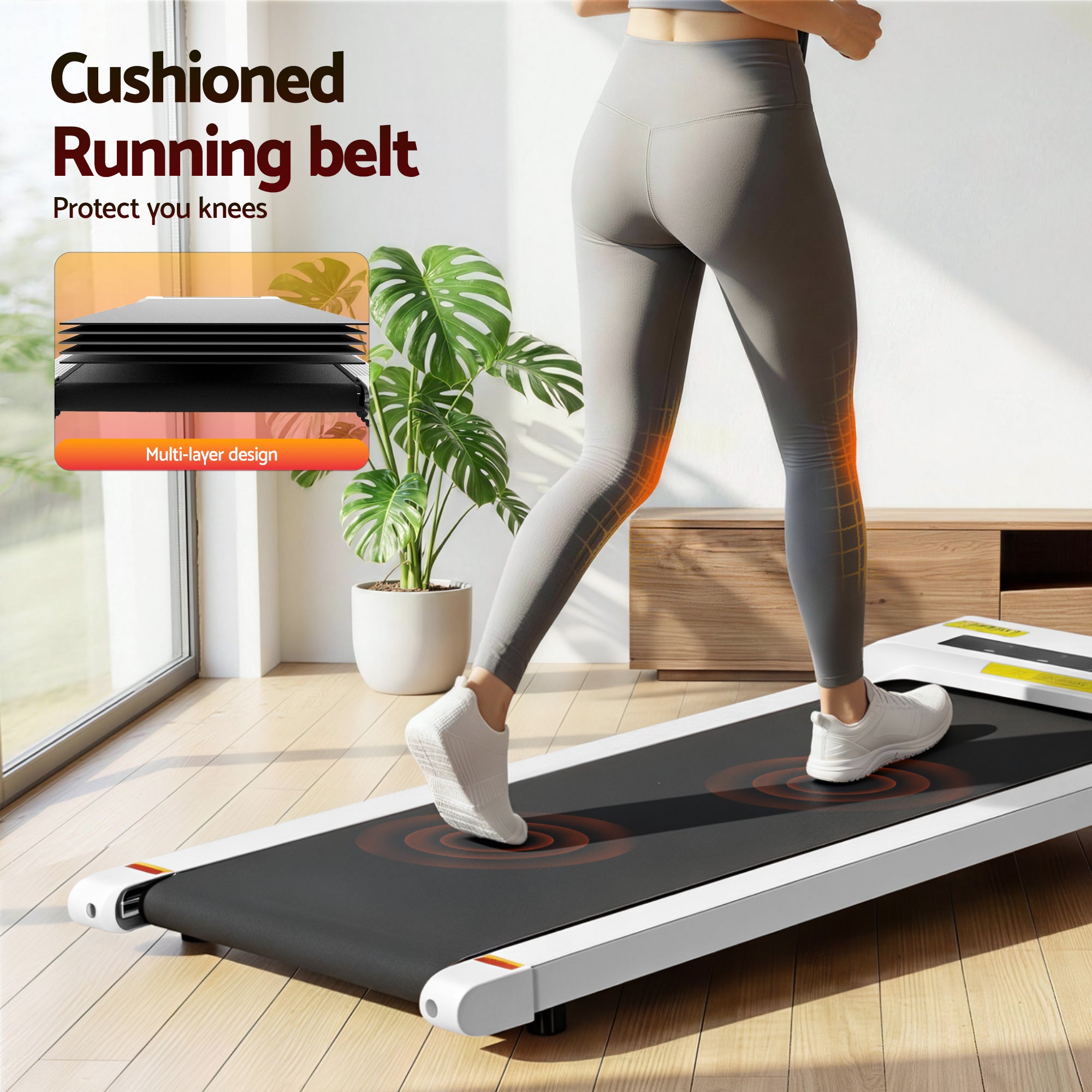 Everfit Treadmill Electric Walking Pad Under Desk Home Gym Fitness 360mm White-Walking Pad-PEROZ Accessories