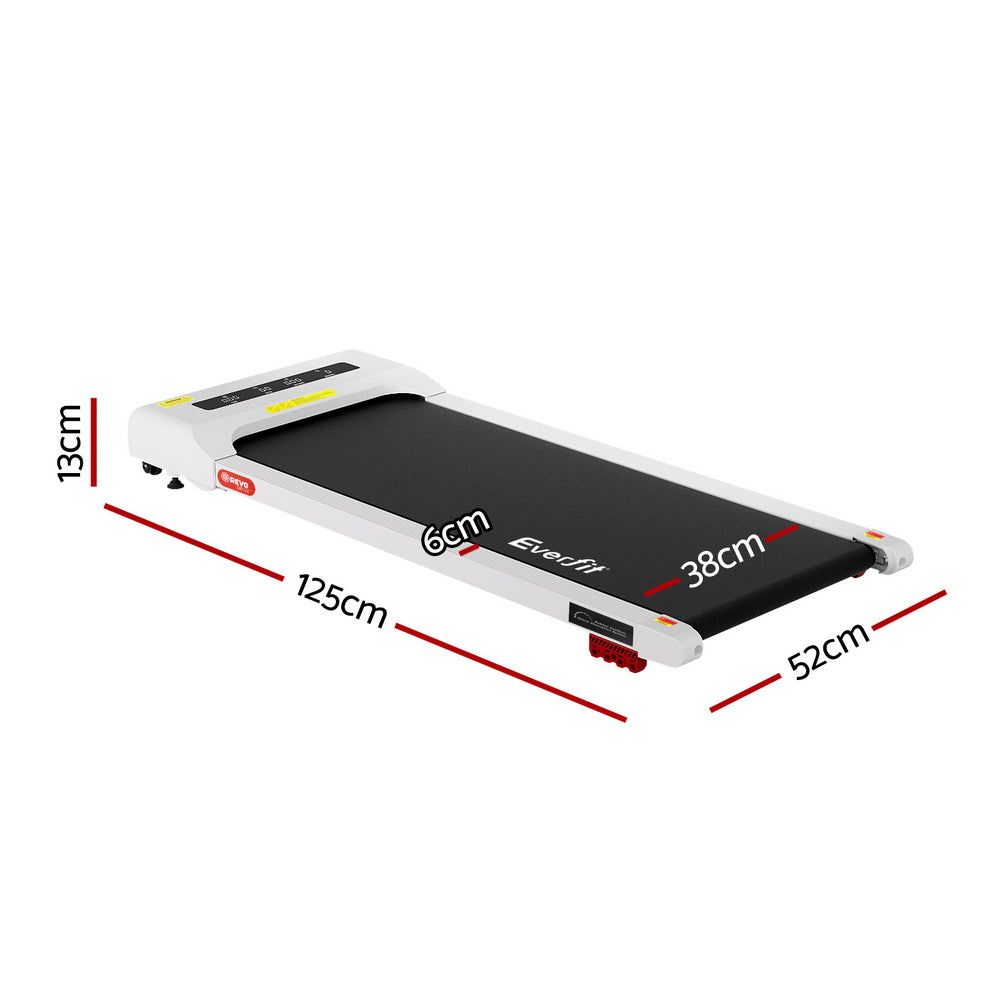 Everfit Treadmill Electric Walking Pad Incline Under Desk Home Gym 380mm White-Sports & Fitness > Exercise, Gym & Fitness > Treadmills-PEROZ Accessories