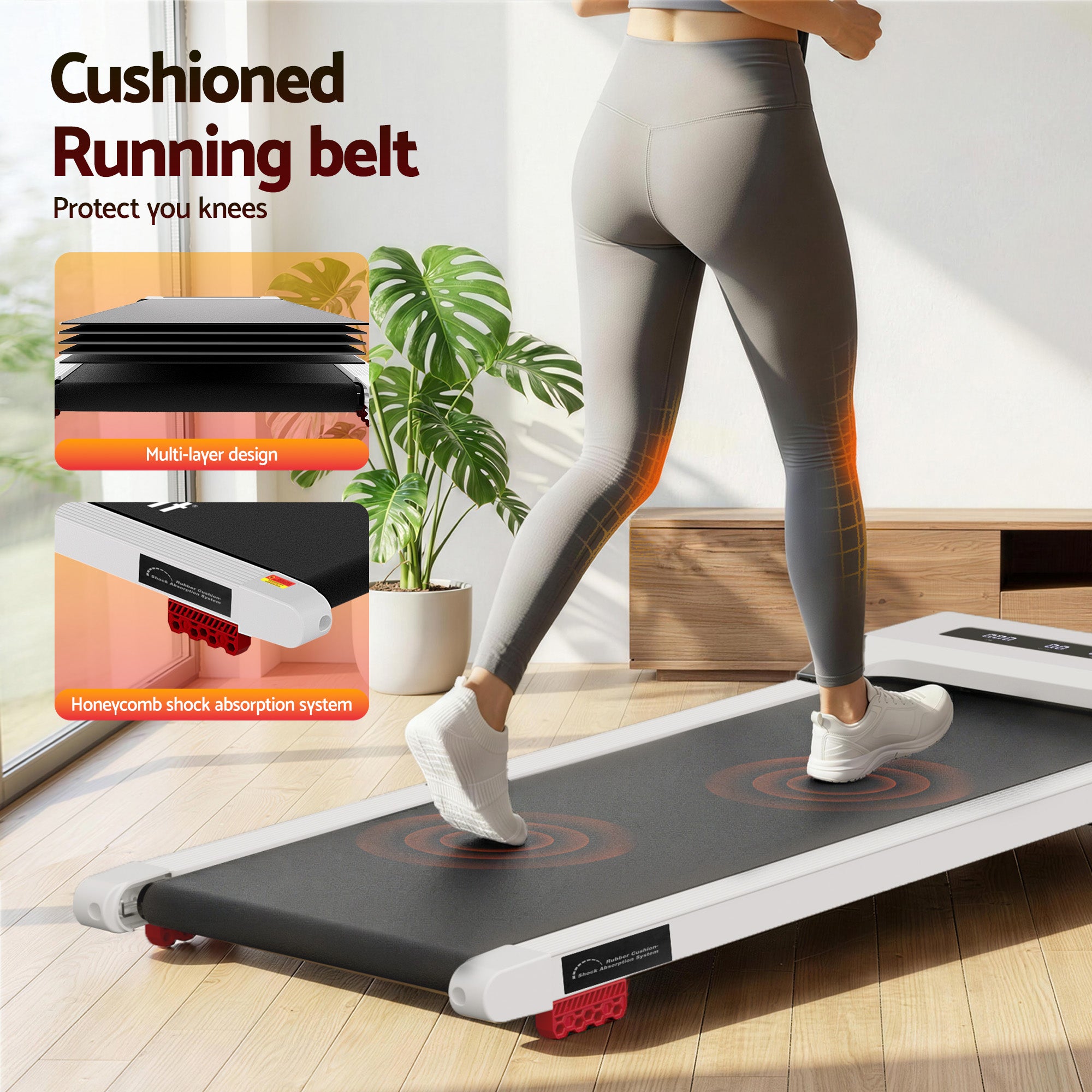 Everfit Treadmill Electric Walking Pad Incline Under Desk Home Gym 380mm White-Sports & Fitness > Exercise, Gym & Fitness > Treadmills-PEROZ Accessories