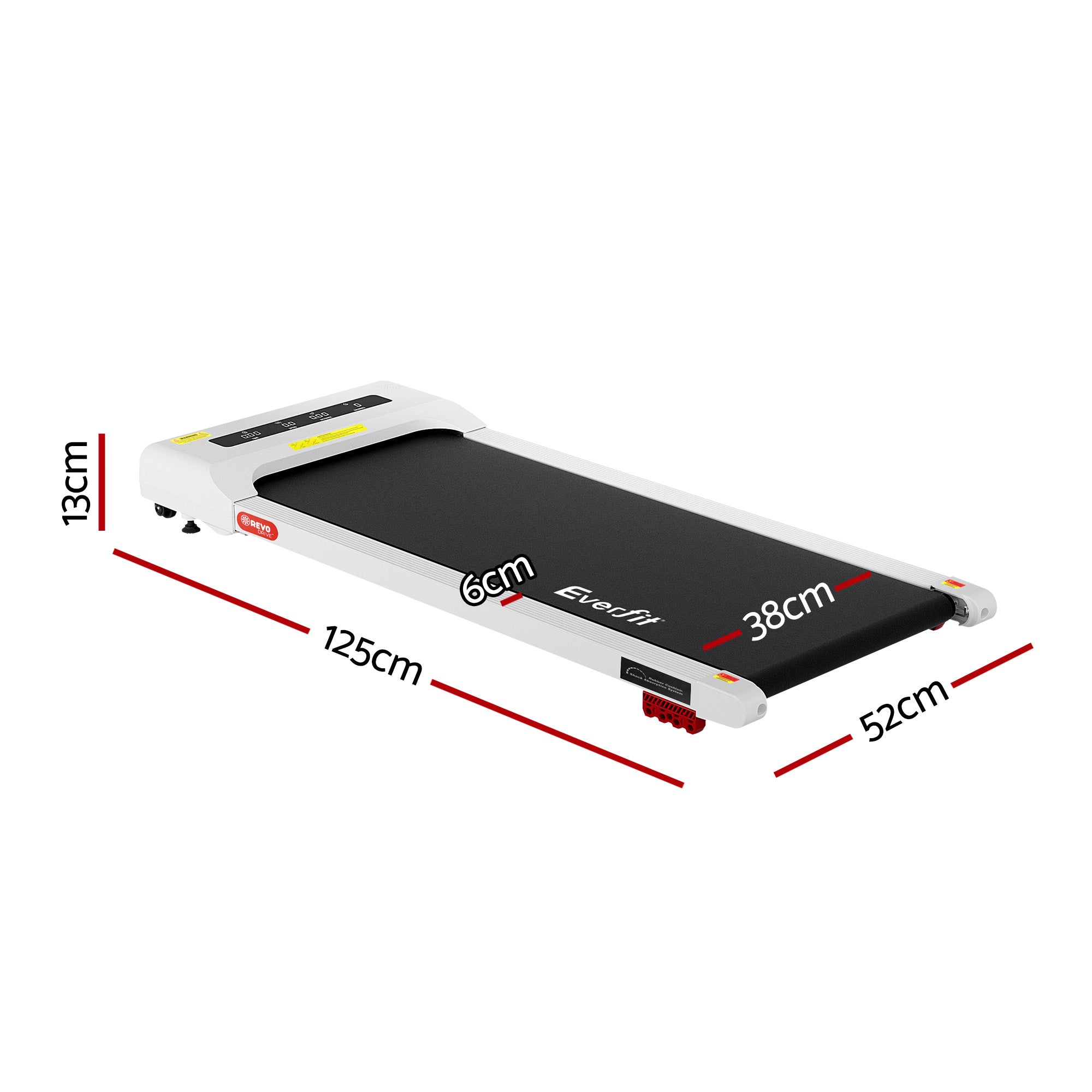 Everfit Treadmill Electric Walking Pad Incline Under Desk Home Gym 380mm White-Sports & Fitness > Exercise, Gym & Fitness > Treadmills-PEROZ Accessories