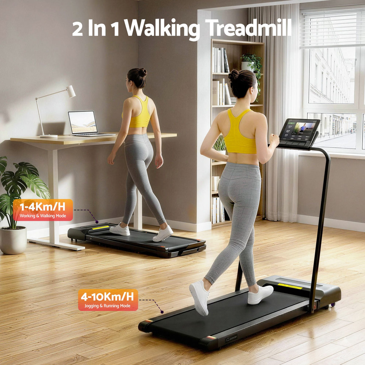 Everfit 2 in 1 Treadmill Electric Walking Pad Under Desk Home Gym Fitness 380mm Black-Walking Pad-PEROZ Accessories