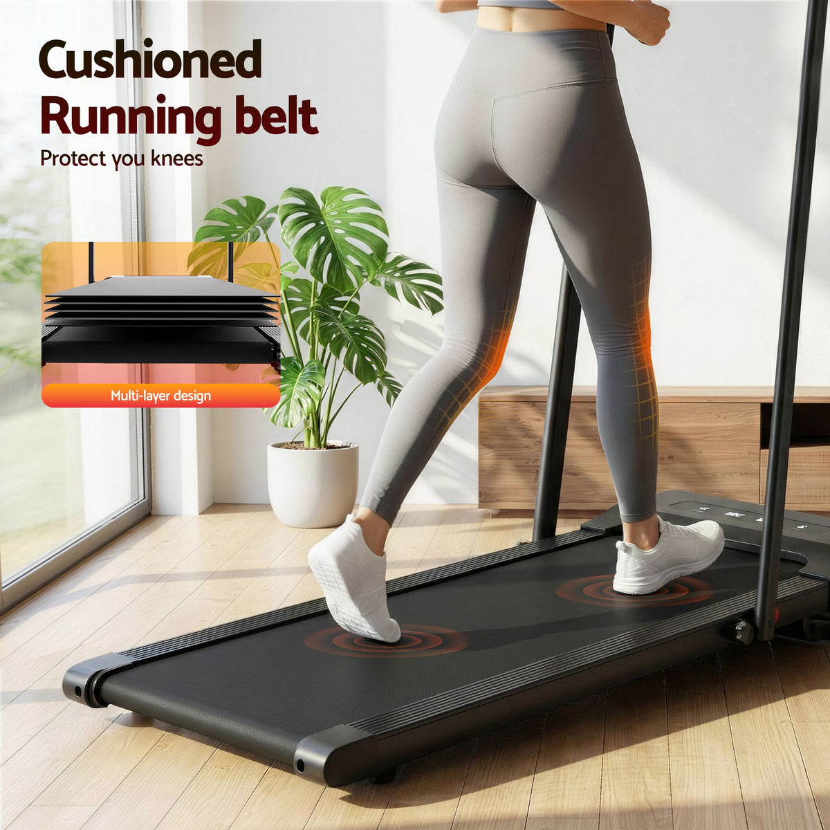Everfit 2 in 1 Treadmill Electric Walking Pad Under Desk Home Gym Fitness 380mm Black-Walking Pad-PEROZ Accessories