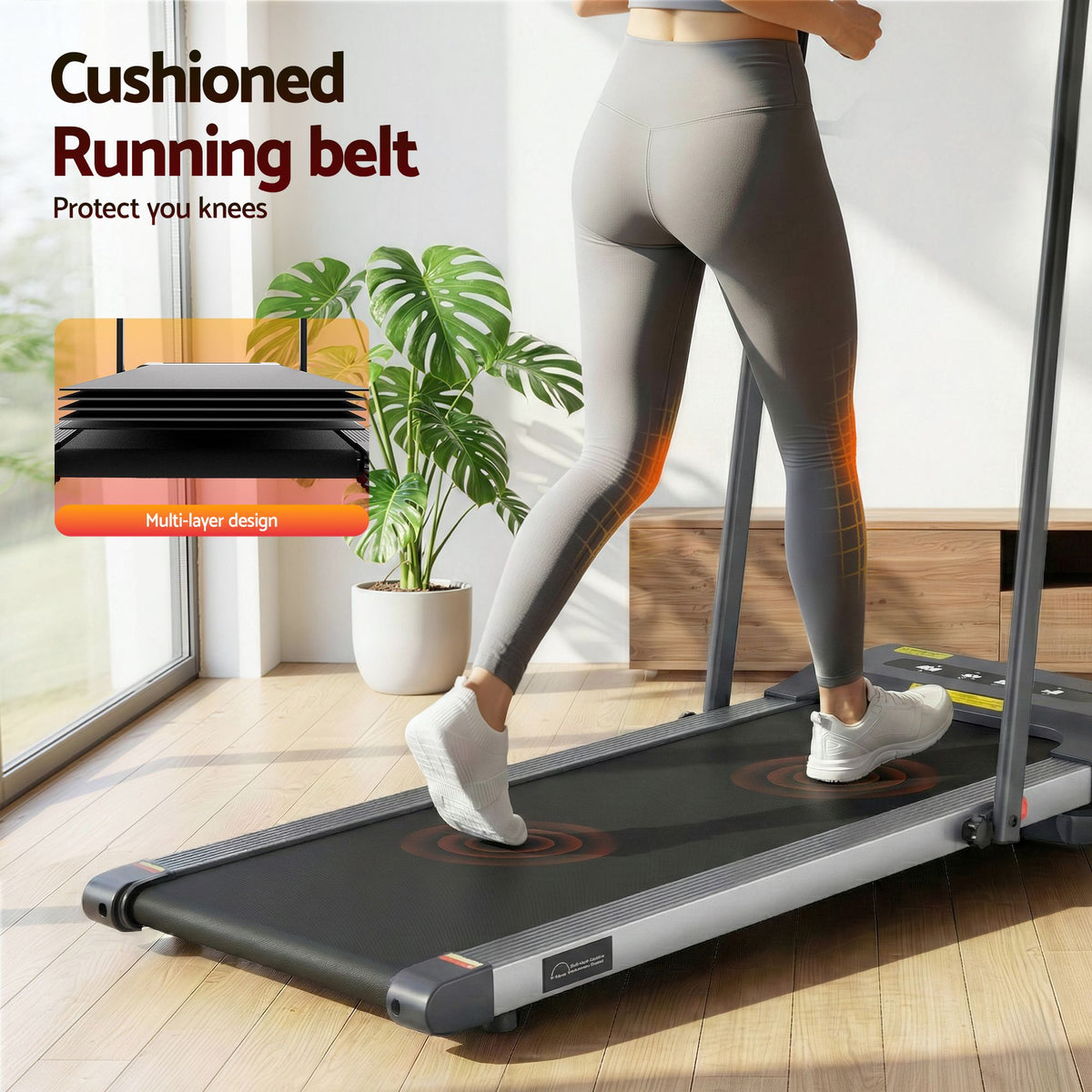 Everfit 2 in 1 Treadmill Electric Walking Pad Under Desk Home Gym Fitness 380mm Grey-Walking Pad-PEROZ Accessories