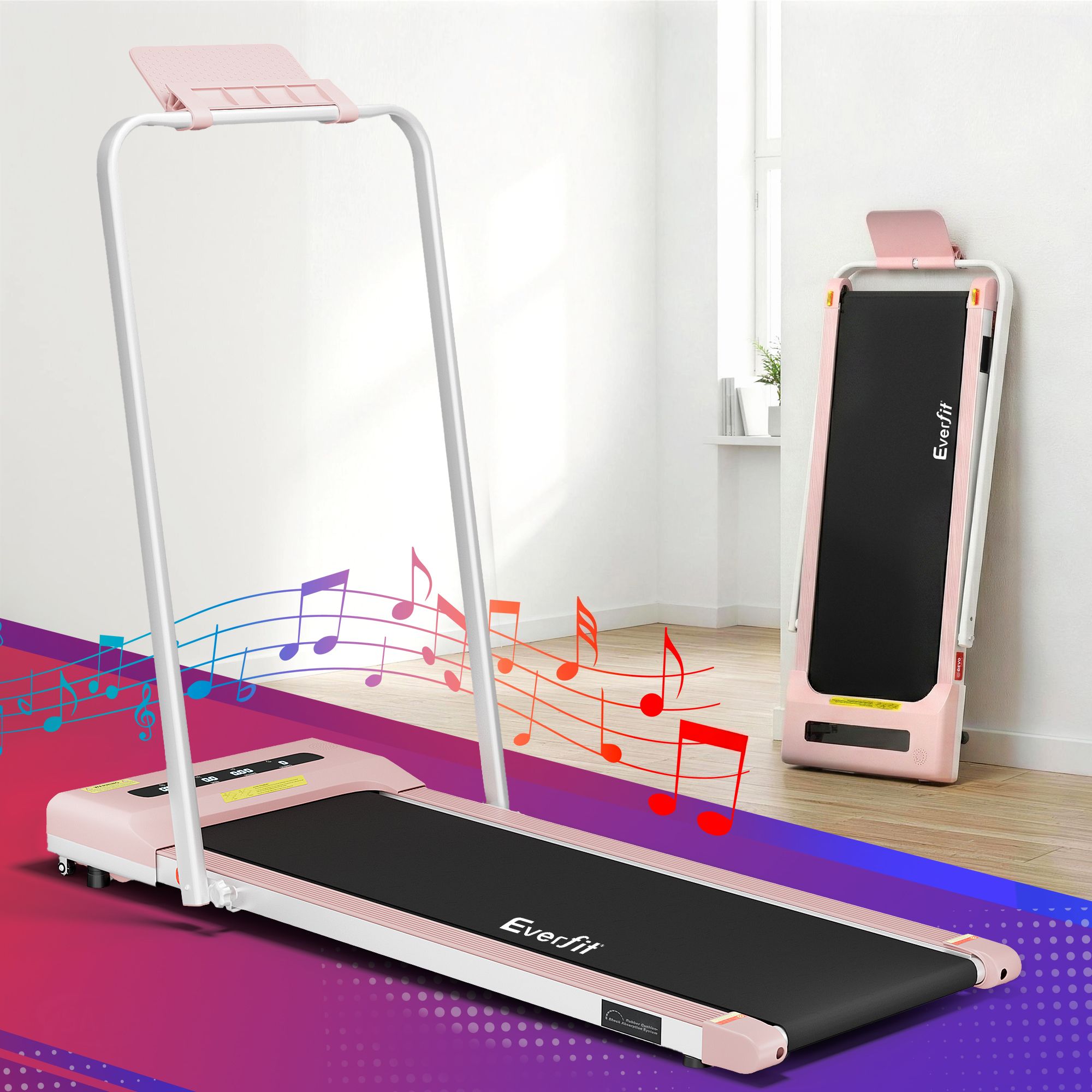Everfit 2 in 1 Treadmill Electric Walking Pad Under Desk Home Gym Fitness 380mm Pink-Walking Pad-PEROZ Accessories
