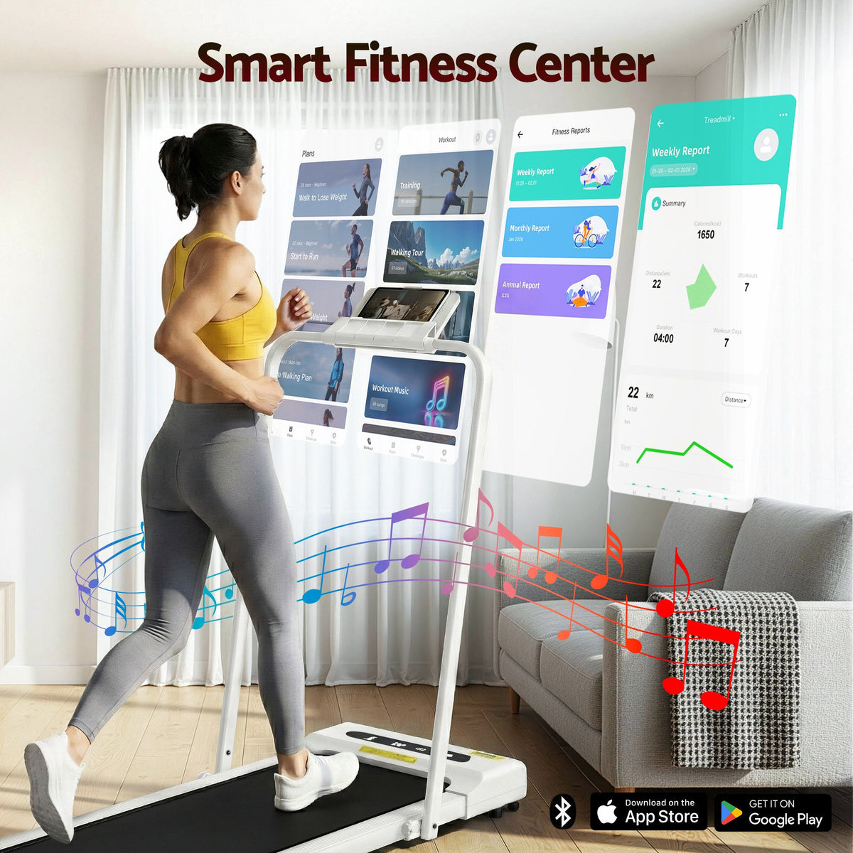 Everfit 2 in 1 Treadmill Electric Walking Pad Under Desk Home Gym Fitness 380mm White-Walking Pad-PEROZ Accessories