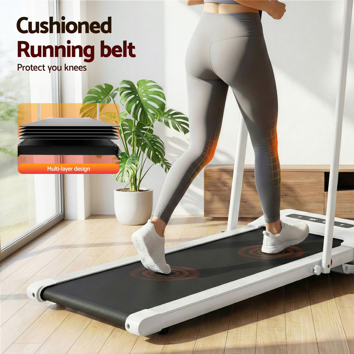 Everfit 2 in 1 Treadmill Electric Walking Pad Under Desk Home Gym Fitness 380mm White-Walking Pad-PEROZ Accessories
