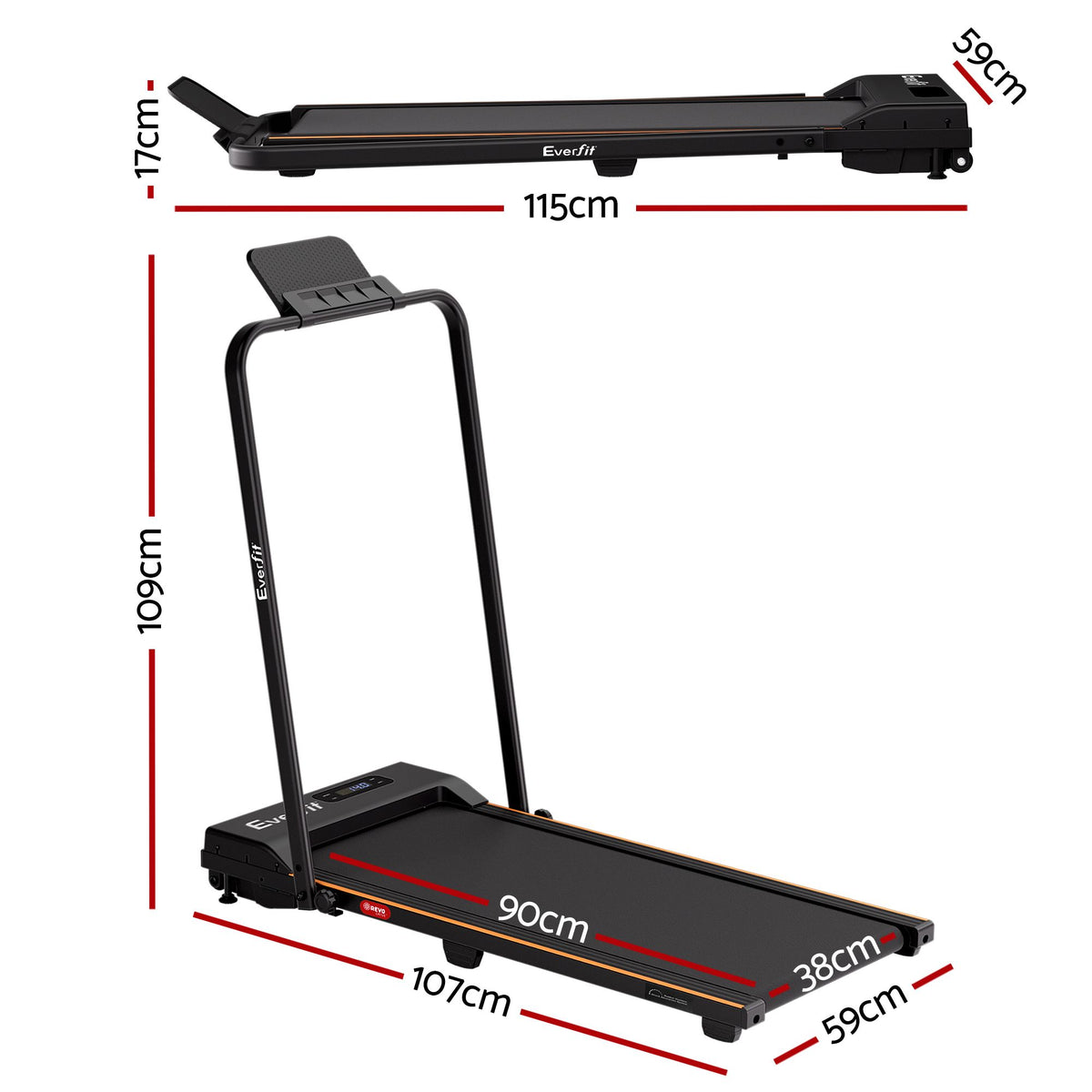 Everfit 3 in 1 Walking Pad Treadmill 12% Incline Foldable Under Desk Treadmills for Home Gym With 38cm Wide Belt Black-Sports & Fitness > Exercise, Gym & Fitness > Treadmills-PEROZ Accessories