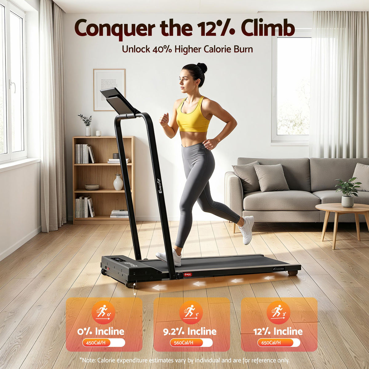Everfit 3 in 1 Walking Pad Treadmill 12% Incline Foldable Under Desk Treadmills for Home Gym With 38cm Wide Belt Black-Sports & Fitness > Exercise, Gym & Fitness > Treadmills-PEROZ Accessories