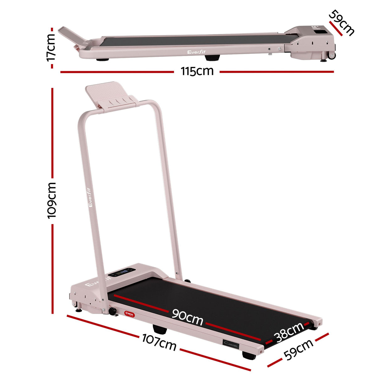 Everfit 3 in 1 Walking Pad Treadmill 12% Incline Foldable Under Desk Treadmills for Home Gym With 38cm Wide Belt Pink-Sports & Fitness > Exercise, Gym & Fitness > Treadmills-PEROZ Accessories