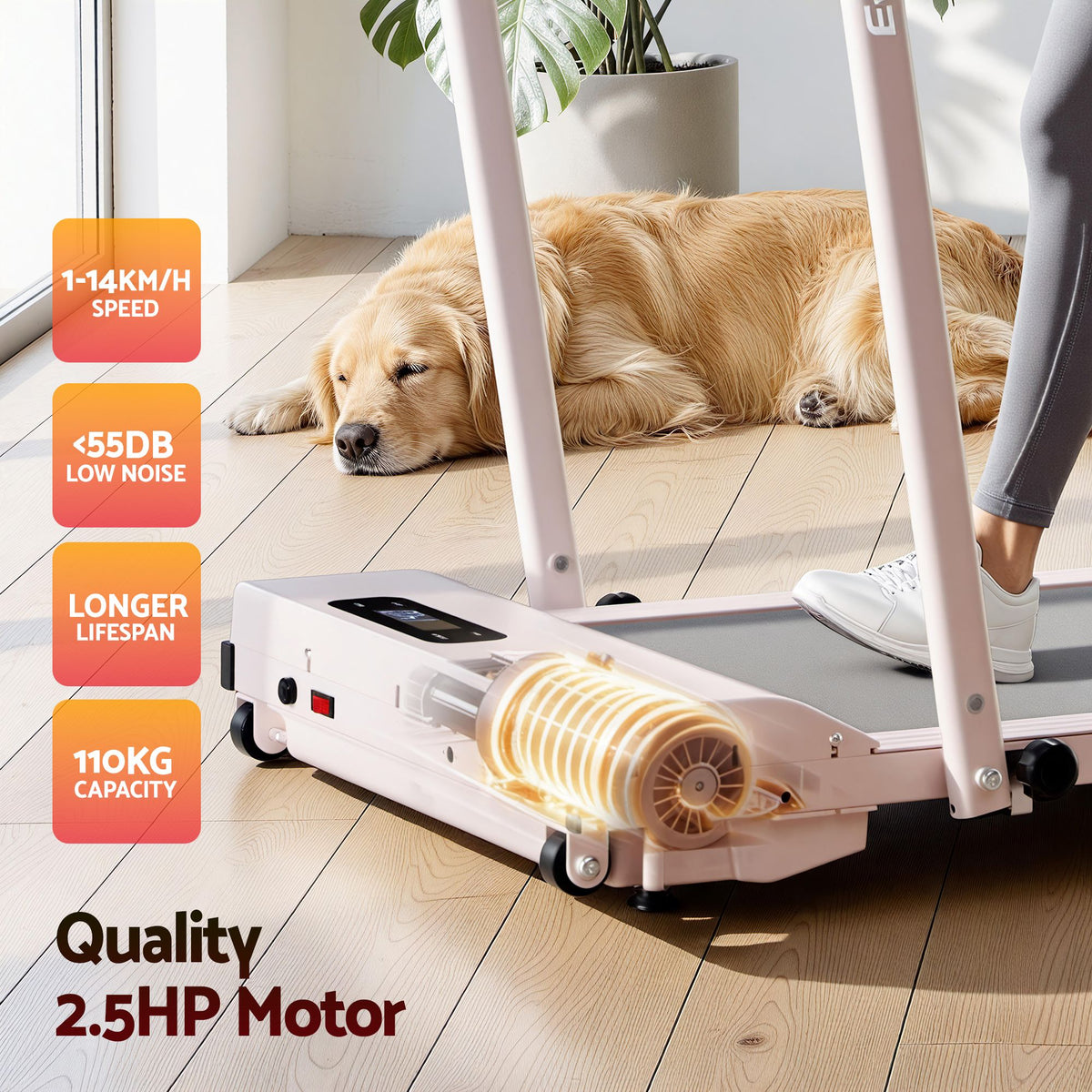 Everfit 3 in 1 Walking Pad Treadmill 12% Incline Foldable Under Desk Treadmills for Home Gym With 38cm Wide Belt Pink-Sports & Fitness > Exercise, Gym & Fitness > Treadmills-PEROZ Accessories