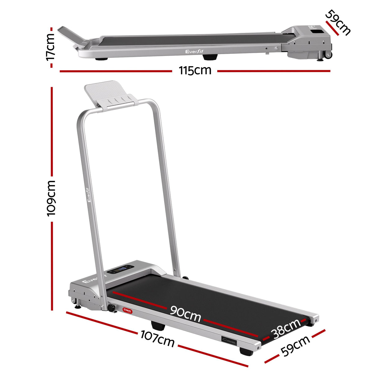 Everfit 3 in 1 Walking Pad Treadmill 12% Incline Foldable Under Desk Treadmills for Home Gym With 38cm Wide Belt Silver-Sports & Fitness > Exercise, Gym & Fitness > Treadmills-PEROZ Accessories