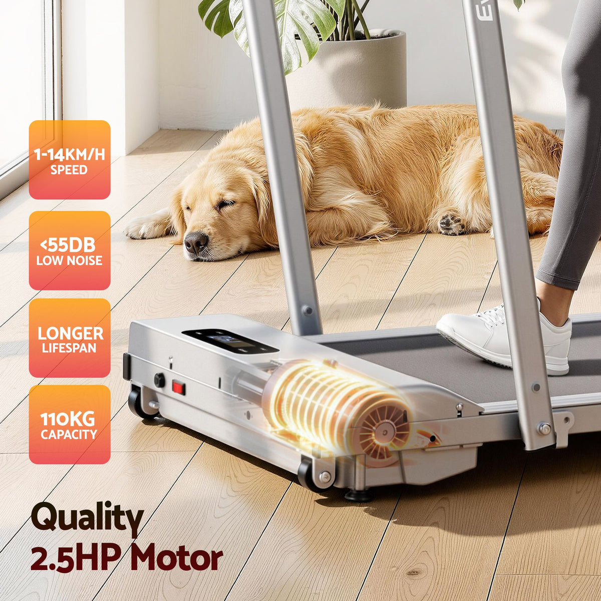 Everfit 3 in 1 Walking Pad Treadmill 12% Incline Foldable Under Desk Treadmills for Home Gym With 38cm Wide Belt Silver-Sports & Fitness > Exercise, Gym & Fitness > Treadmills-PEROZ Accessories