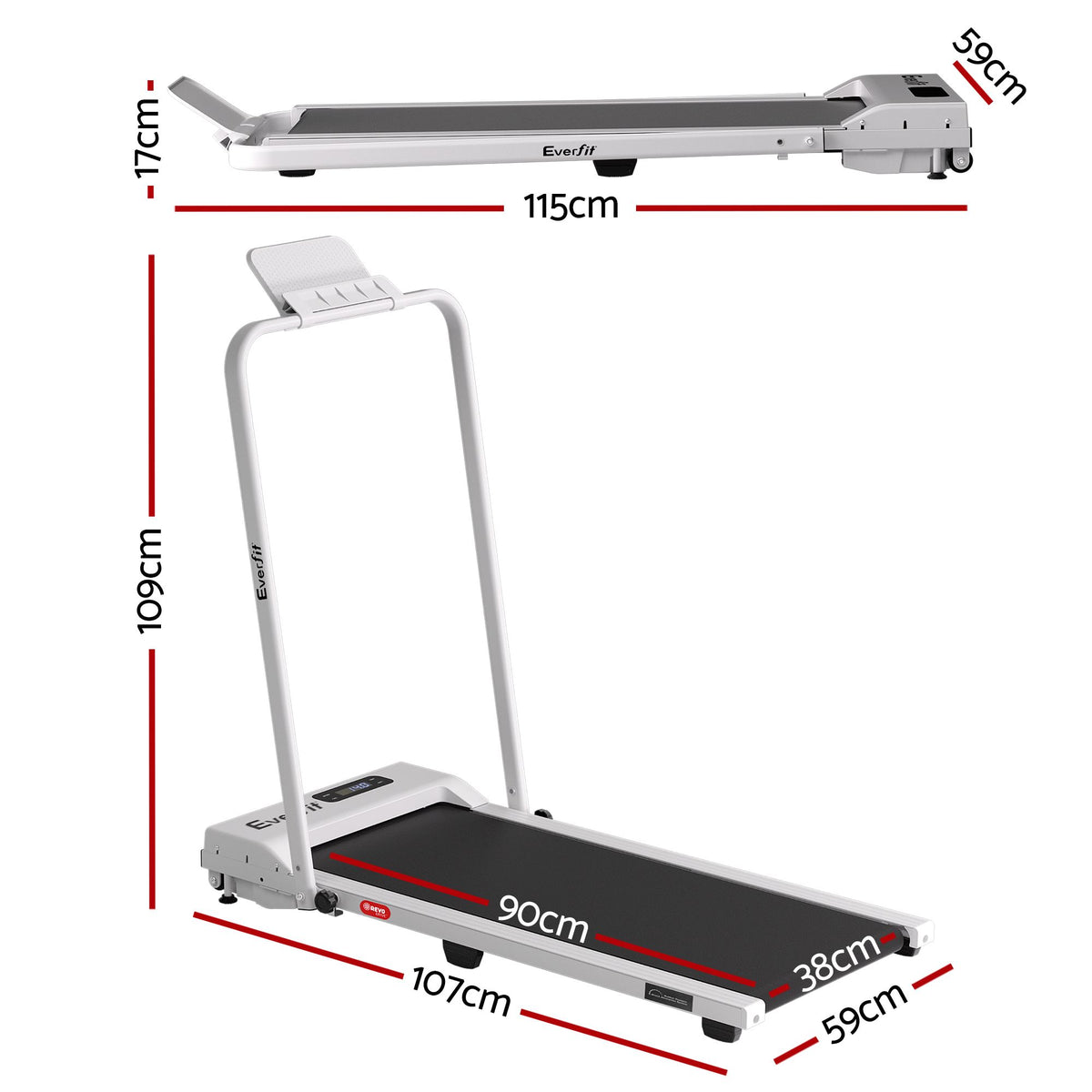Everfit 3 in 1 Walking Pad Treadmill 12% Incline Foldable Under Desk Treadmills for Home Gym With 38cm Wide Belt White-Sports & Fitness > Exercise, Gym & Fitness > Treadmills-PEROZ Accessories