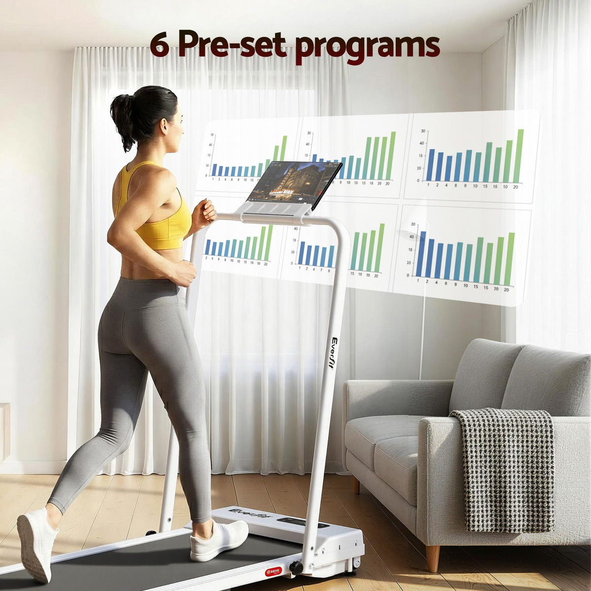Everfit 3 in 1 Walking Pad Treadmill 12% Incline Foldable Under Desk Treadmills for Home Gym With 38cm Wide Belt White-Sports & Fitness > Exercise, Gym & Fitness > Treadmills-PEROZ Accessories