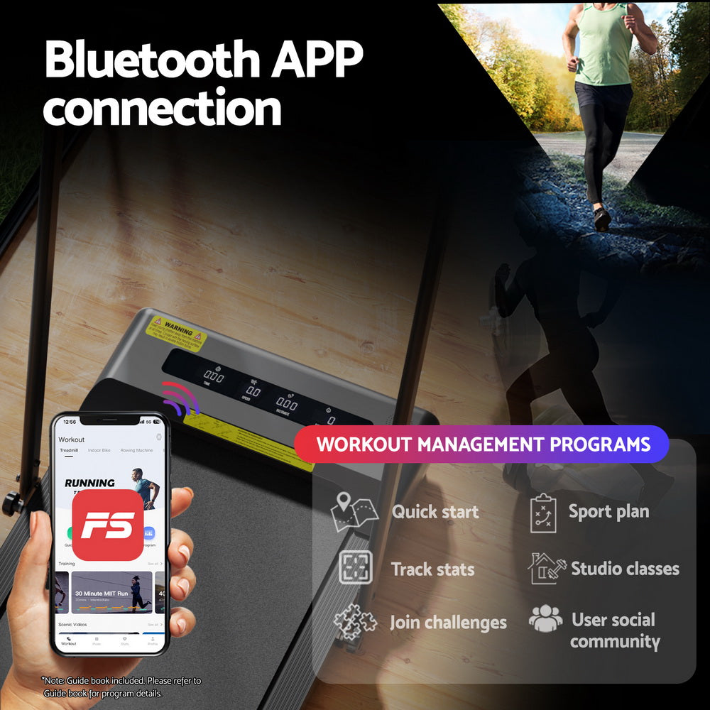 Everfit Treadmill Electric Walking Pad Incline Under Desk 380mm Black-Sports & Fitness > Exercise, Gym & Fitness > Treadmills-PEROZ Accessories