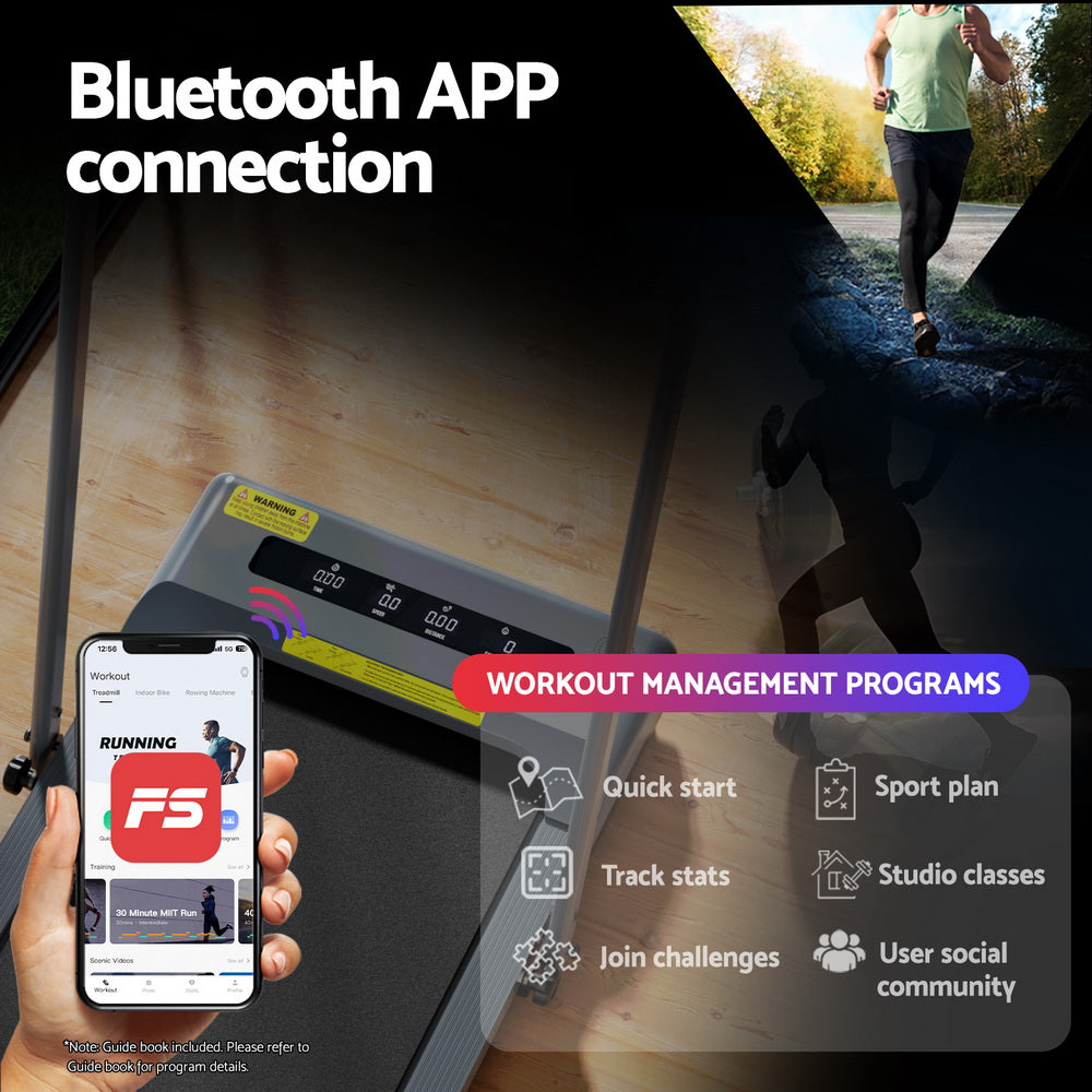 Everfit Treadmill Electric Walking Pad Incline Under Desk 380mm Grey-Sports & Fitness > Exercise, Gym & Fitness > Treadmills-PEROZ Accessories