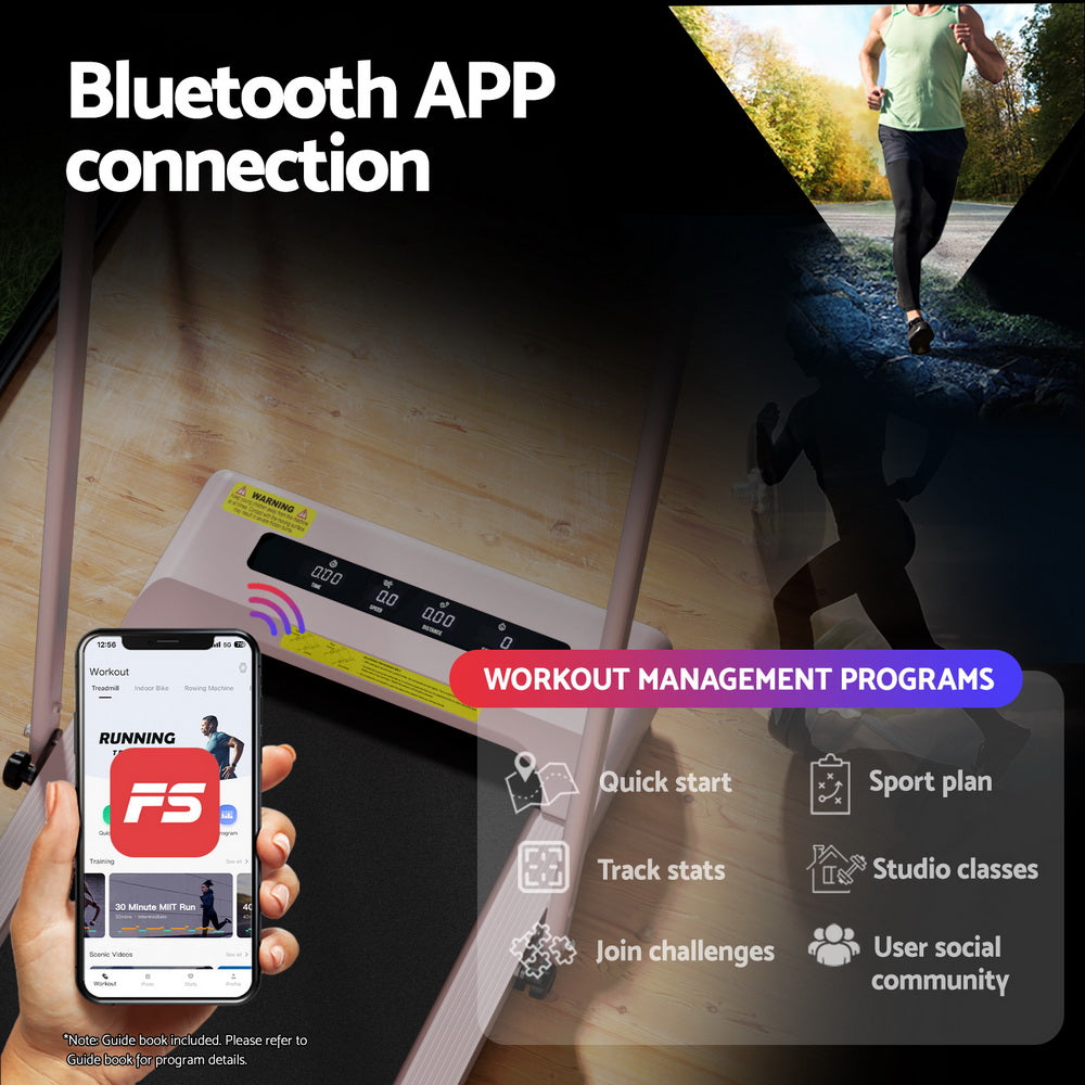 Everfit Treadmill Electric Walking Pad Incline Under Desk 380mm Pink-Sports & Fitness > Exercise, Gym & Fitness > Treadmills-PEROZ Accessories