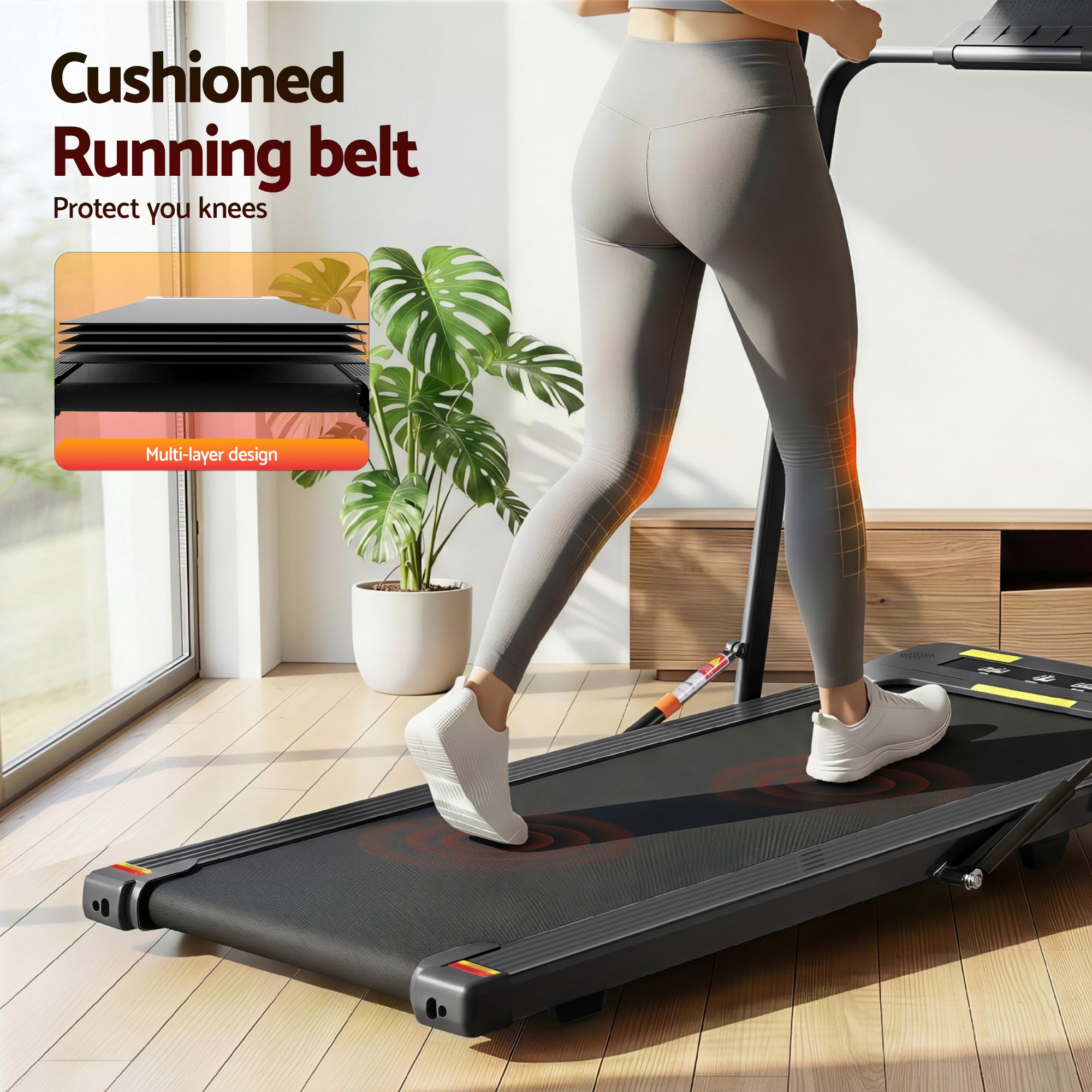 Everfit Treadmill Electric Walking Pad Under Desk Home Gym Fitness 400mm Black-Walking Pad-PEROZ Accessories