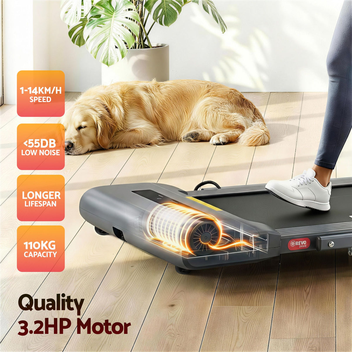 Everfit 2 in 1 Treadmill Electric Walking Pad Under Desk Home Gym Fitness 400mm Grey-Walking Pad-PEROZ Accessories