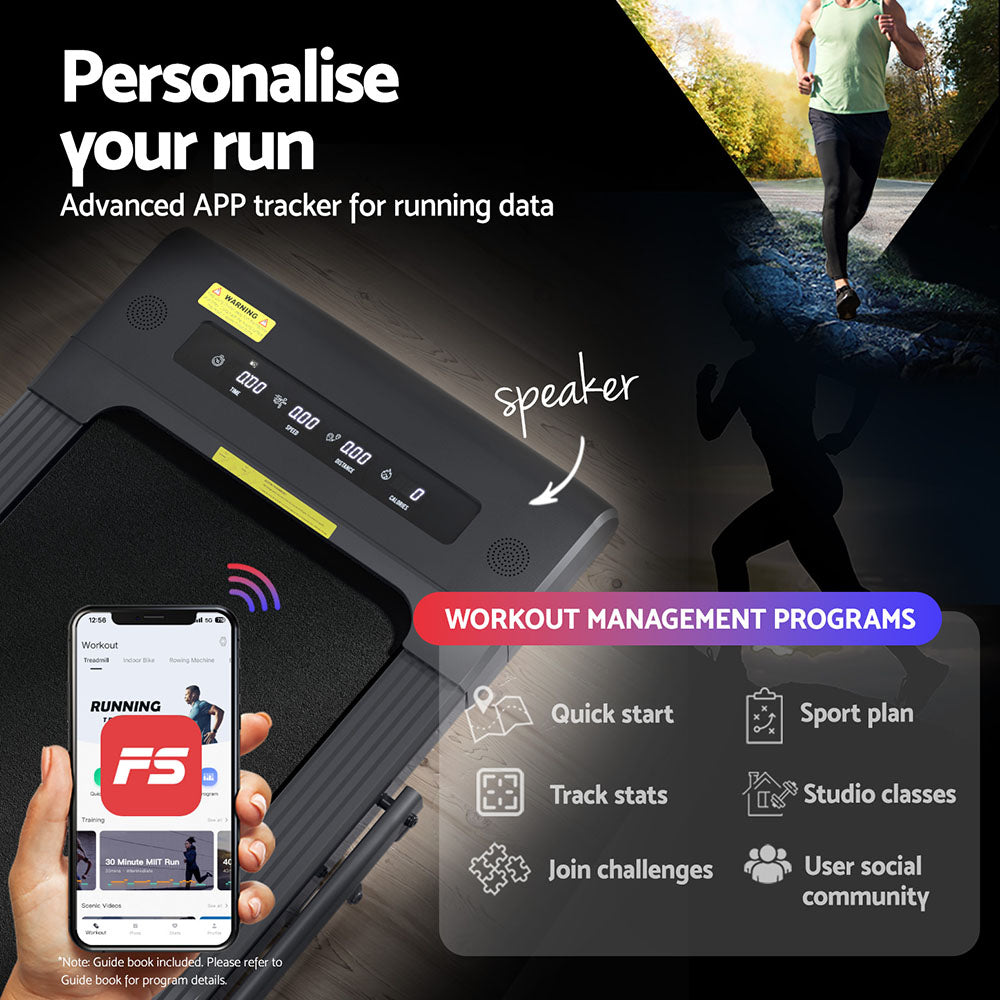 Everfit Treadmill Electric Walking Pad Under Desk Home Gym Fitness 400mm Grey-Sports & Fitness > Exercise, Gym & Fitness > Treadmills-PEROZ Accessories