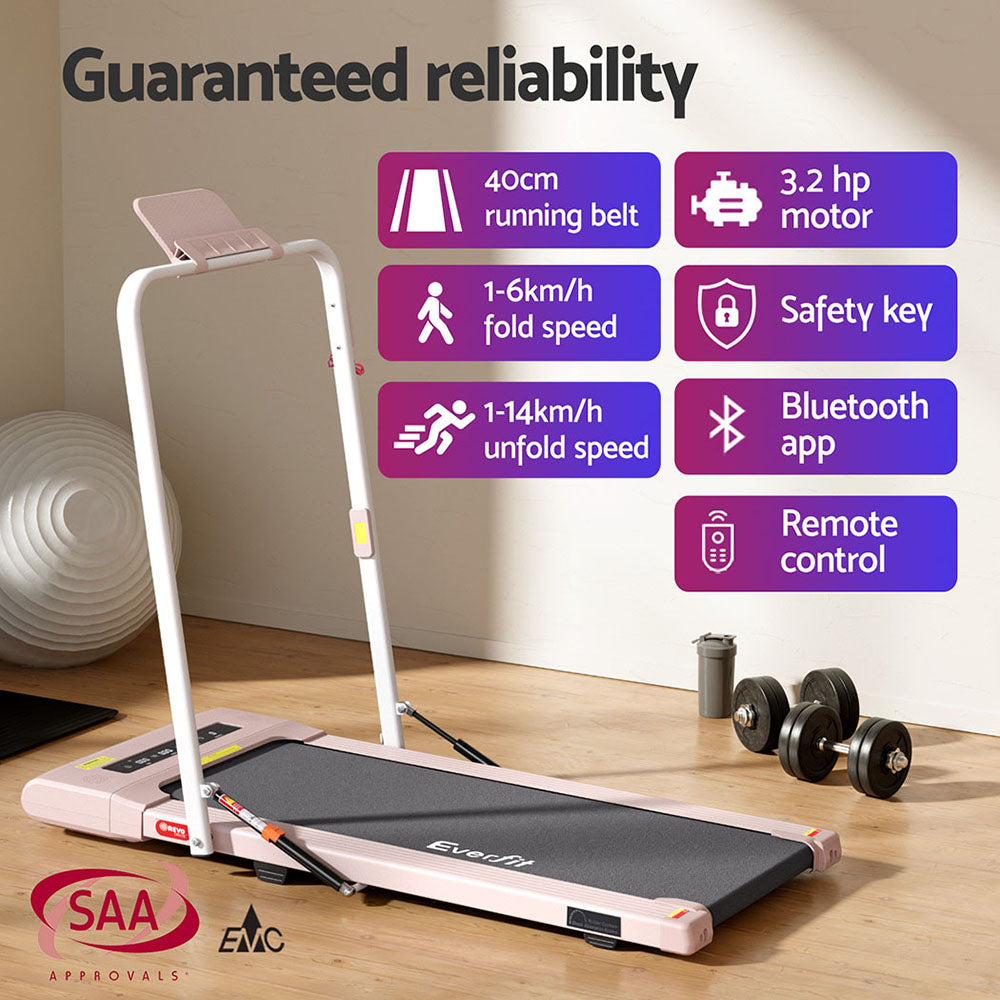 Everfit Treadmill Electric Walking Pad Under Desk Home Gym Fitness 400mm Pink-Sports & Fitness > Exercise, Gym & Fitness > Treadmills-PEROZ Accessories