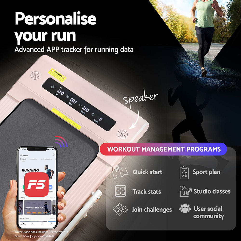 Everfit Treadmill Electric Walking Pad Under Desk Home Gym Fitness 400mm Pink-Sports & Fitness > Exercise, Gym & Fitness > Treadmills-PEROZ Accessories