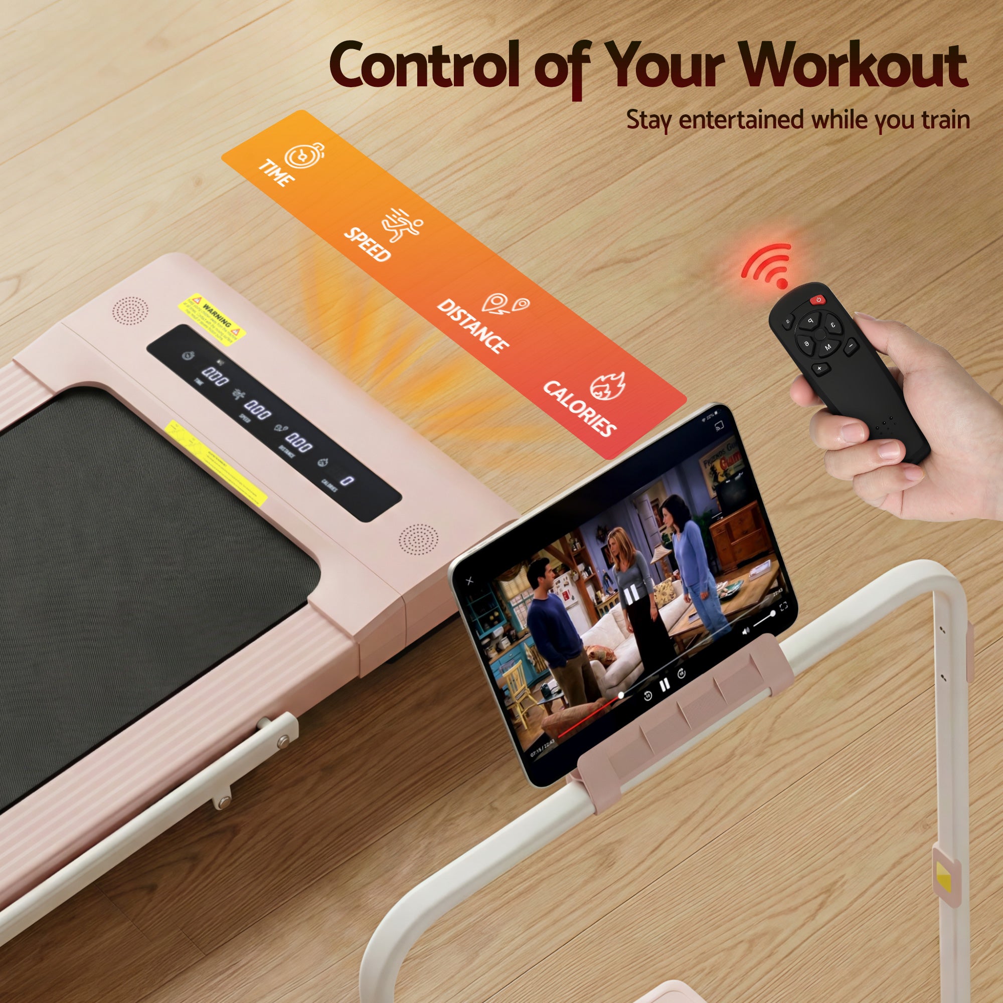 Everfit Treadmill Electric Walking Pad Under Desk Home Gym Fitness 400mm Pink-Walking Pad-PEROZ Accessories