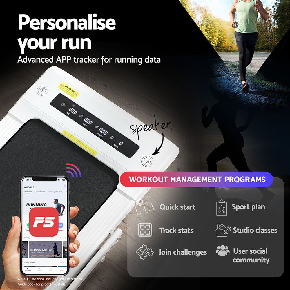 Everfit Treadmill Electric Walking Pad Under Desk Home Gym Fitness 400mm White-Sports & Fitness > Exercise, Gym & Fitness > Treadmills-PEROZ Accessories