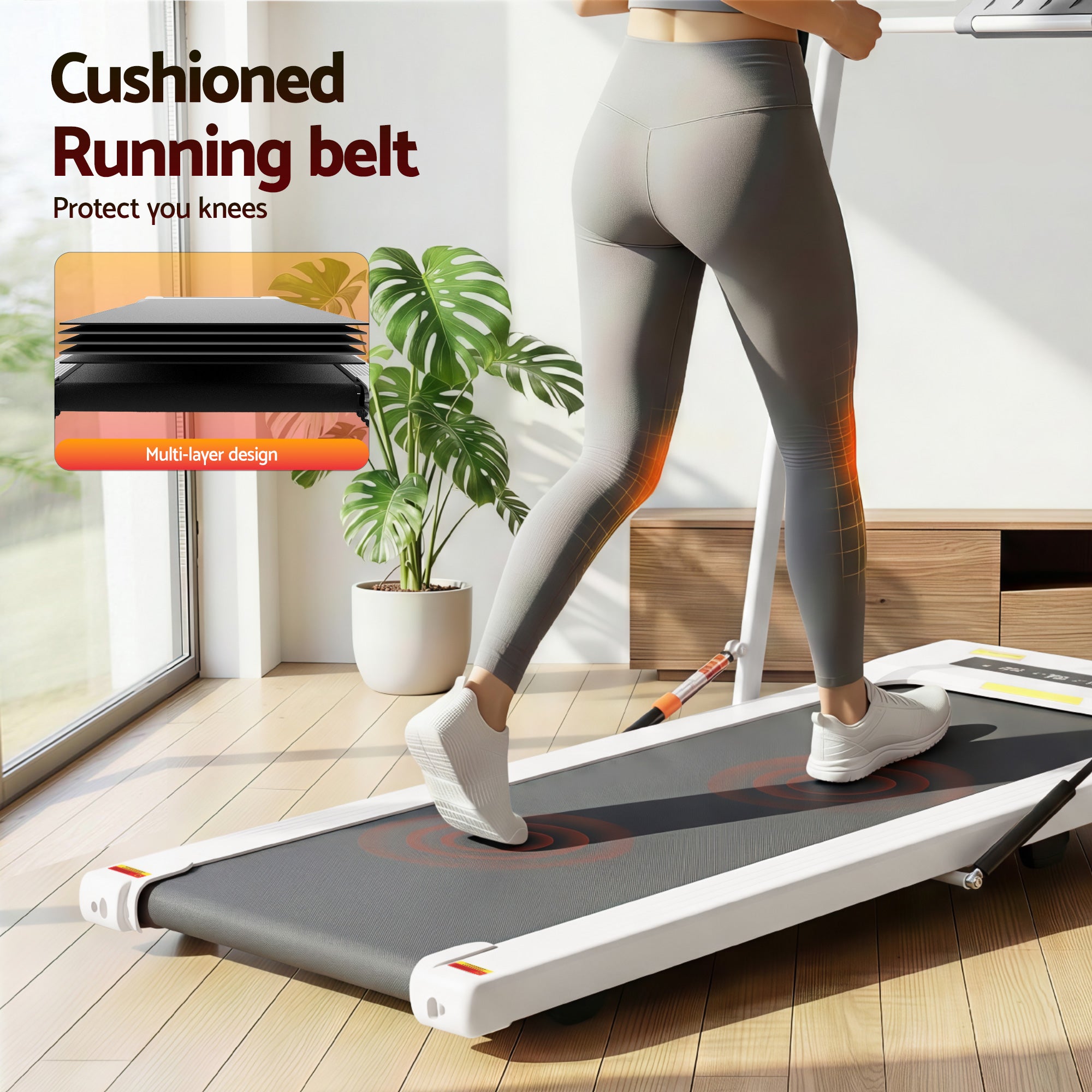 Everfit Treadmill Electric Walking Pad Under Desk Home Gym Fitness 400mm White-Walking Pad-PEROZ Accessories