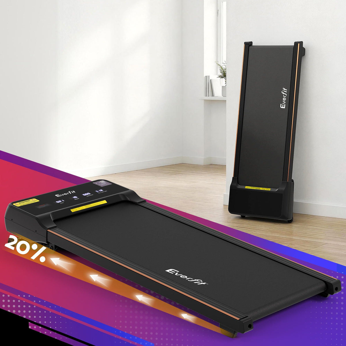 Everfit 3 in 1 Walking Pad Treadmill 20% Auto Incline Under Desk Treadmills for Home Gym With 40cm Wide Belt-Sports & Fitness > Exercise, Gym & Fitness > Treadmills-PEROZ Accessories